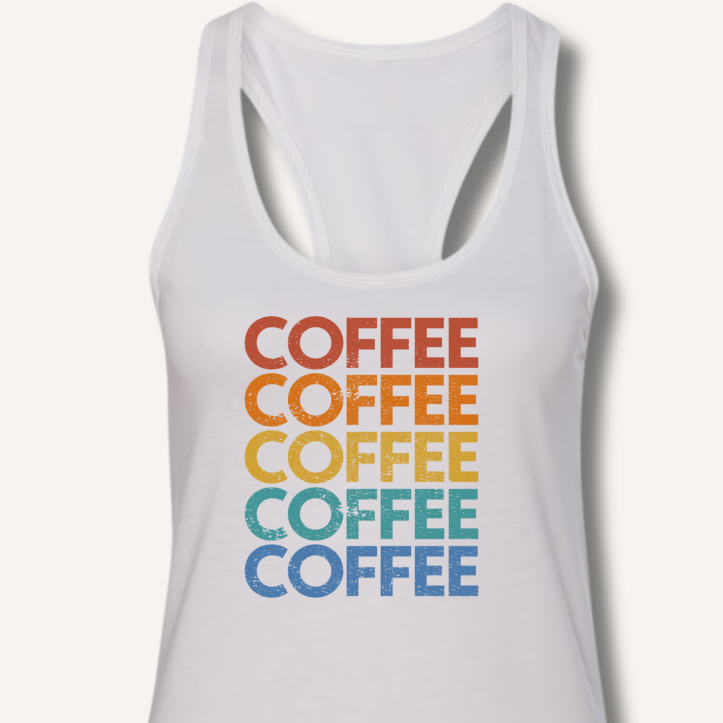 Coffee Vintage Rainbow Racerback Tank