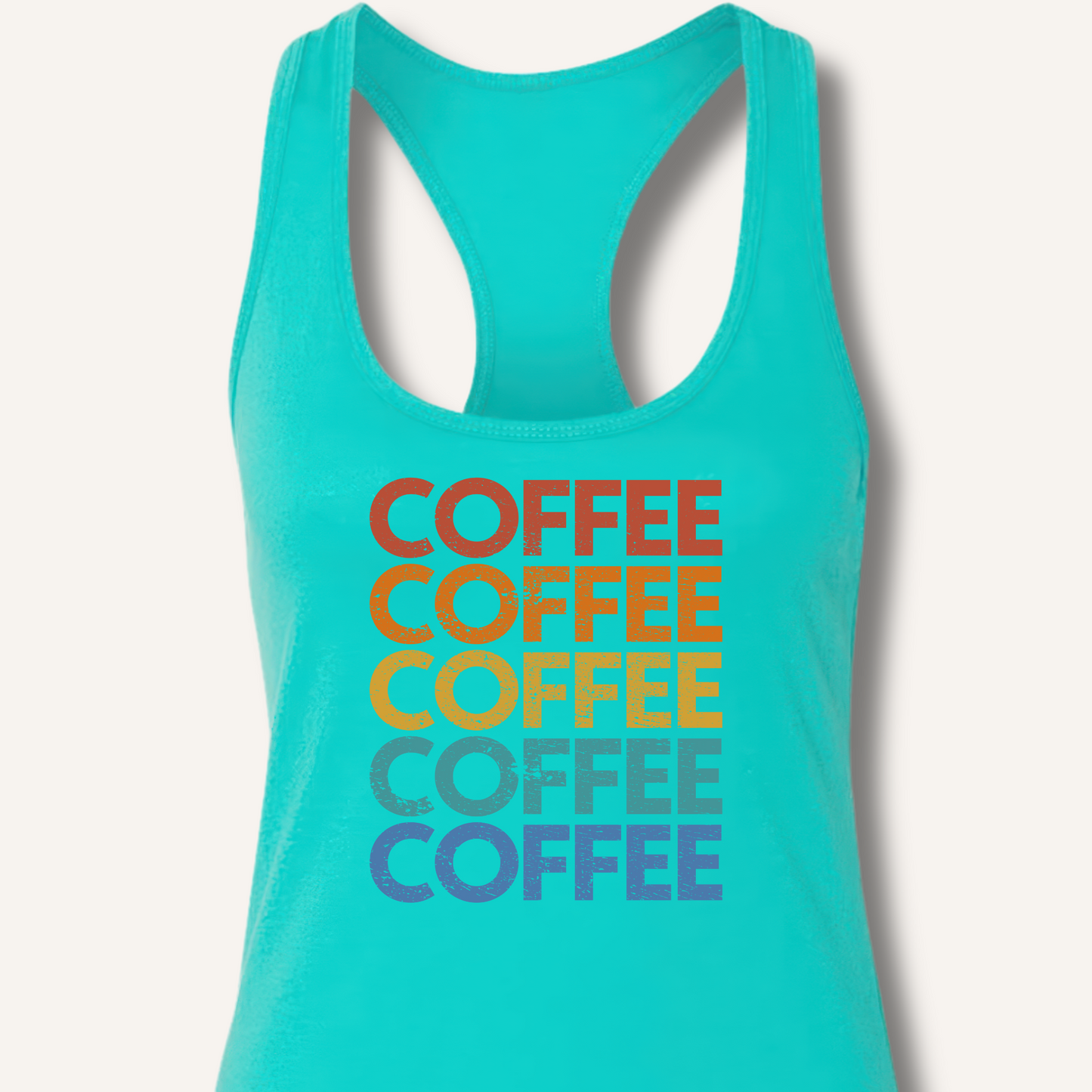 Coffee Vintage Rainbow Racerback Tank