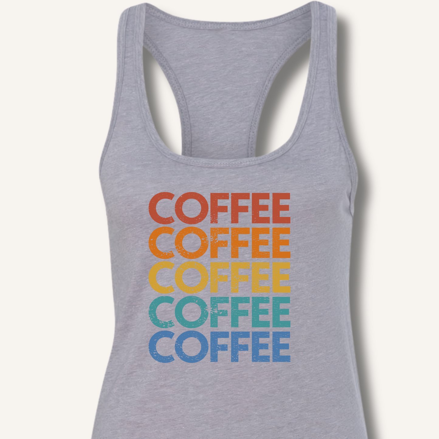 Coffee Vintage Rainbow Racerback Tank