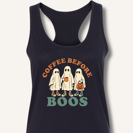 Coffee Before Boos Racerback Tank