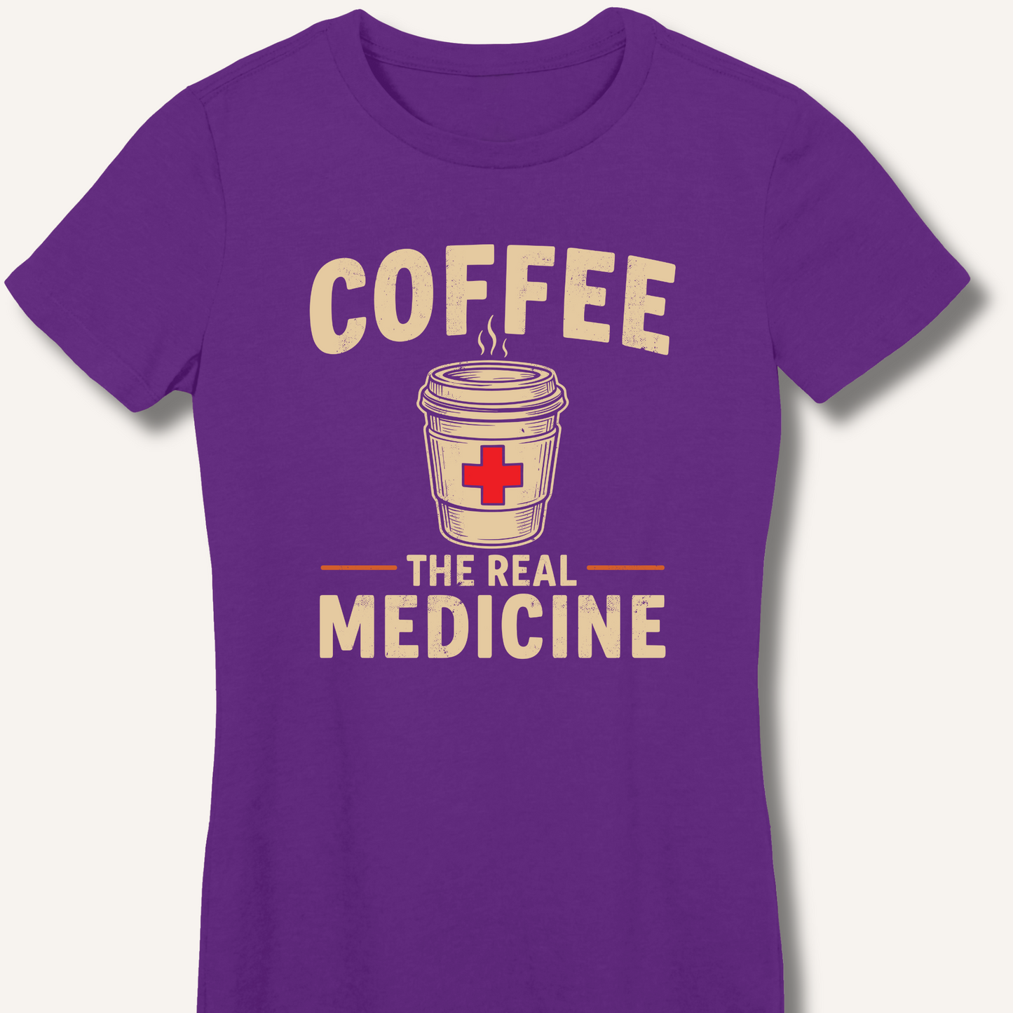 Coffee The Real Medicine Fitted T-Shirt
