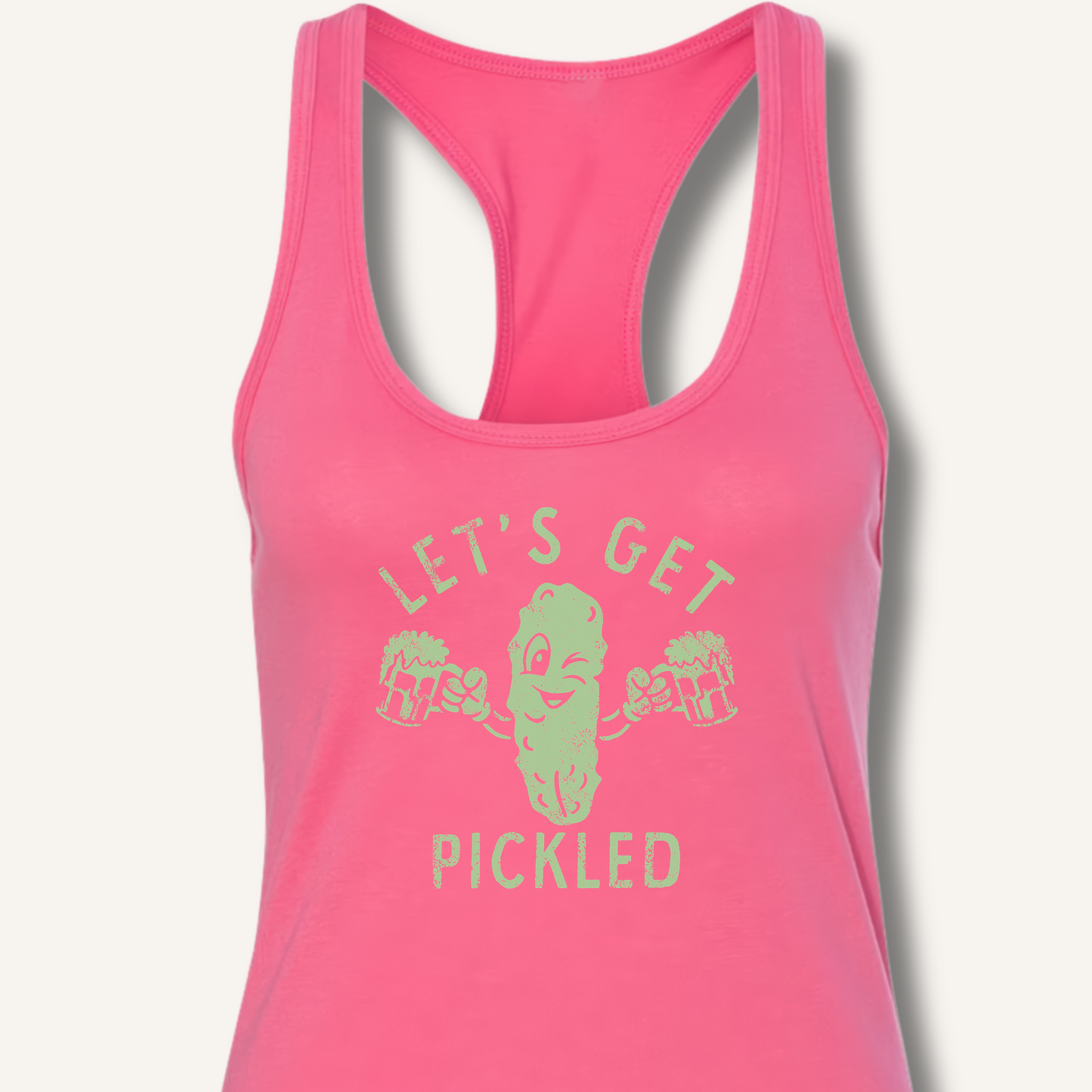 Let's Get Pickled Racerback Tank – Solid Hot Pink