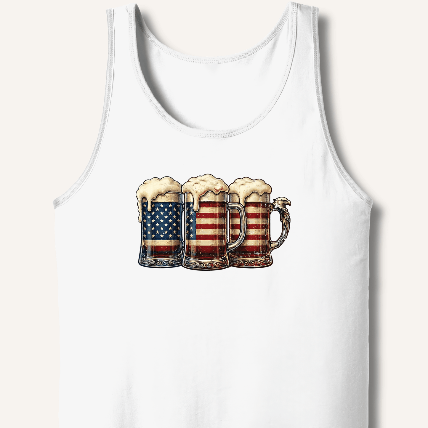 American Flag Beer Mugs Tank - Sip & Shirt