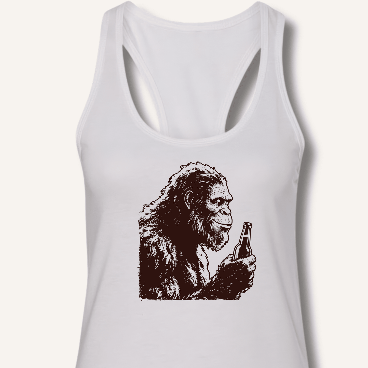 Bigfoot Drinking Beer Racerback Tank - Sip & Shirt