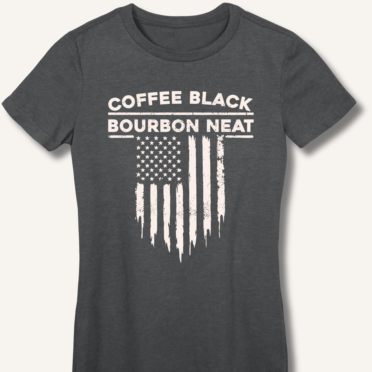 Coffee Black Bourbon Neat Fitted T-Shirt - Sip & Shirt
