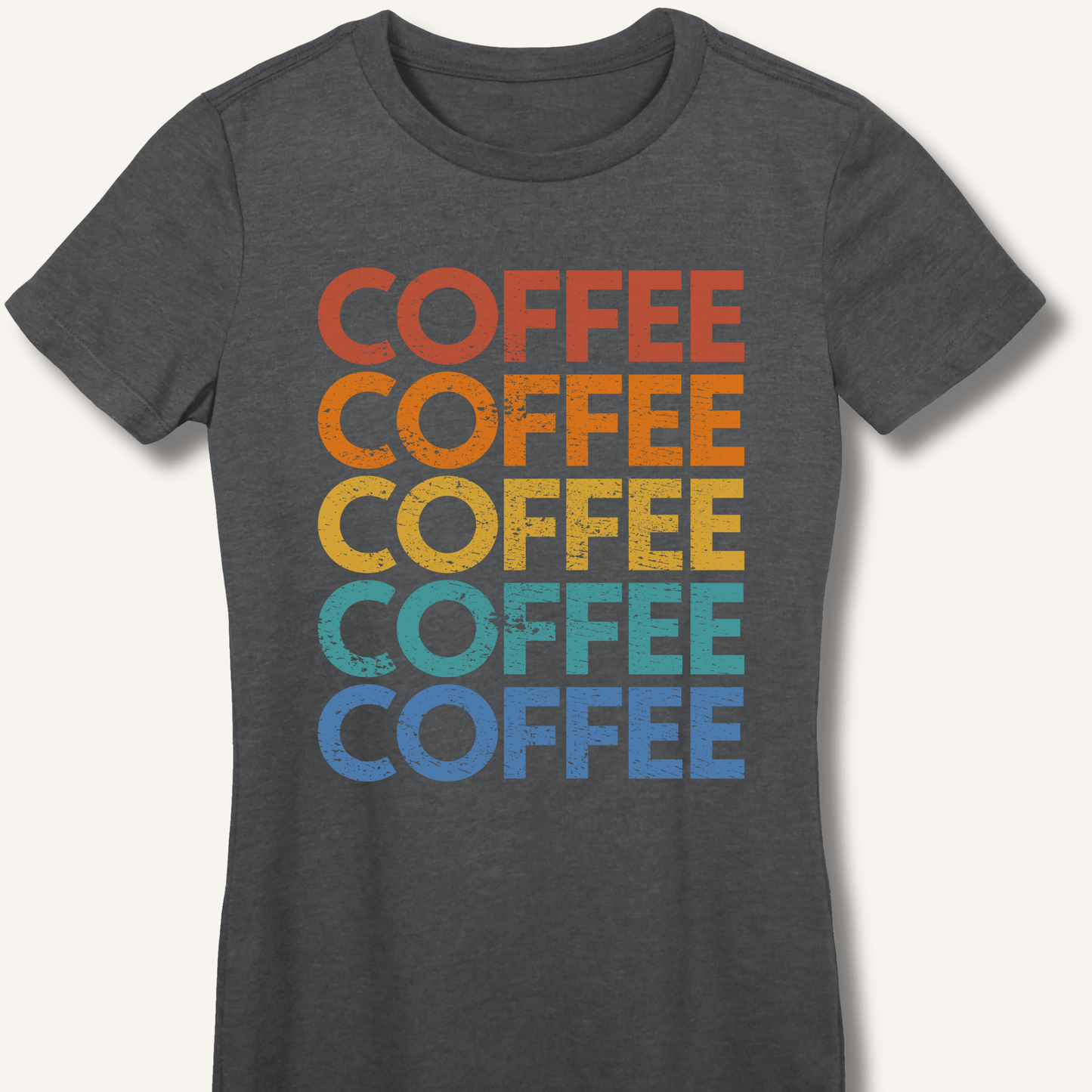 Coffee Vintage Rainbow Fitted T-Shirt - Sip & Shirt