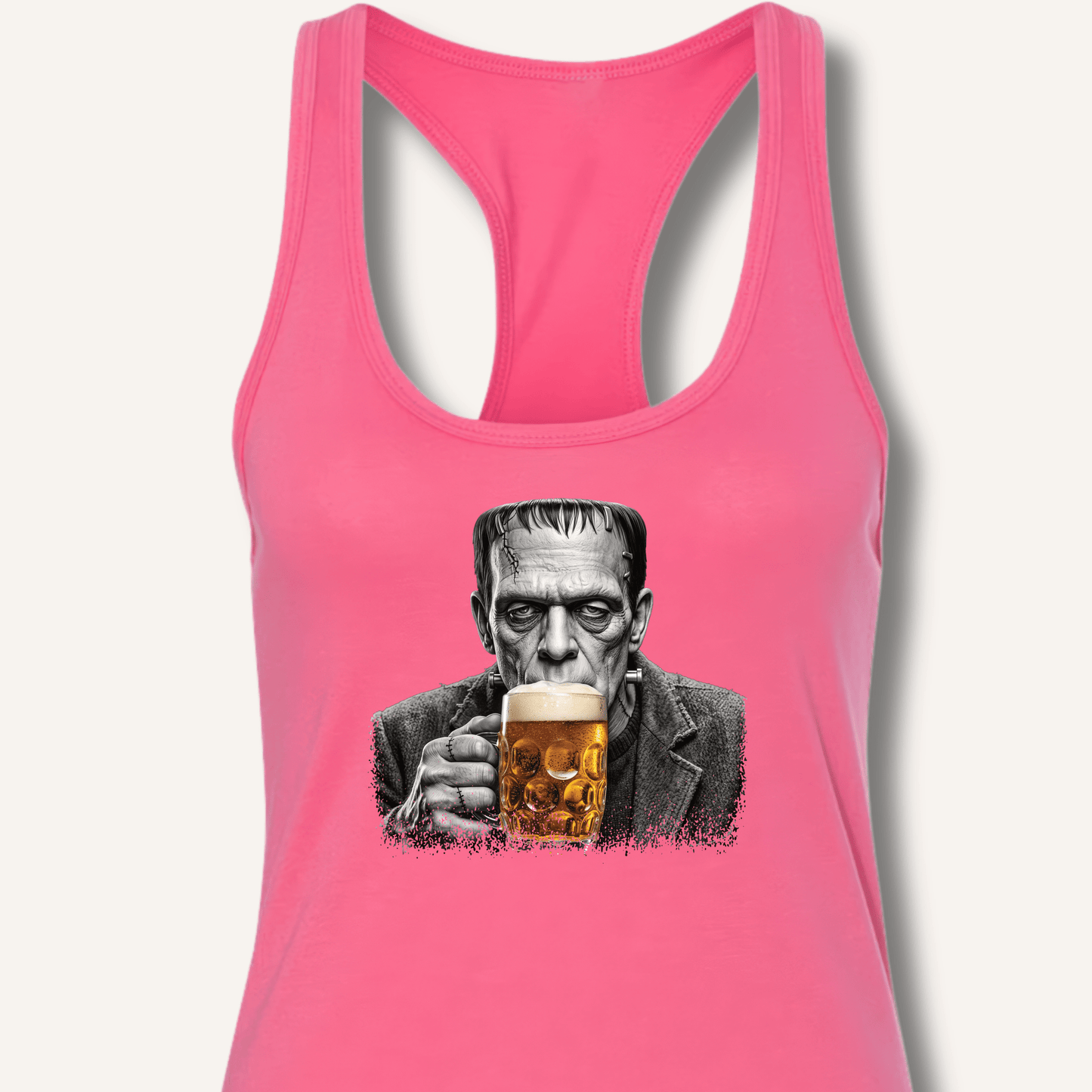 Frankenstein Drinking Beer Racerback Tank - Sip & Shirt