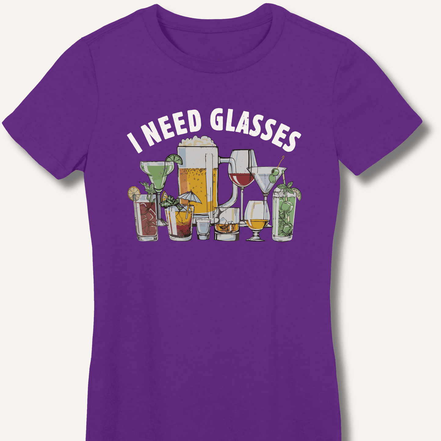 I Need Glasses Fitted T-Shirt - Sip & Shirt
