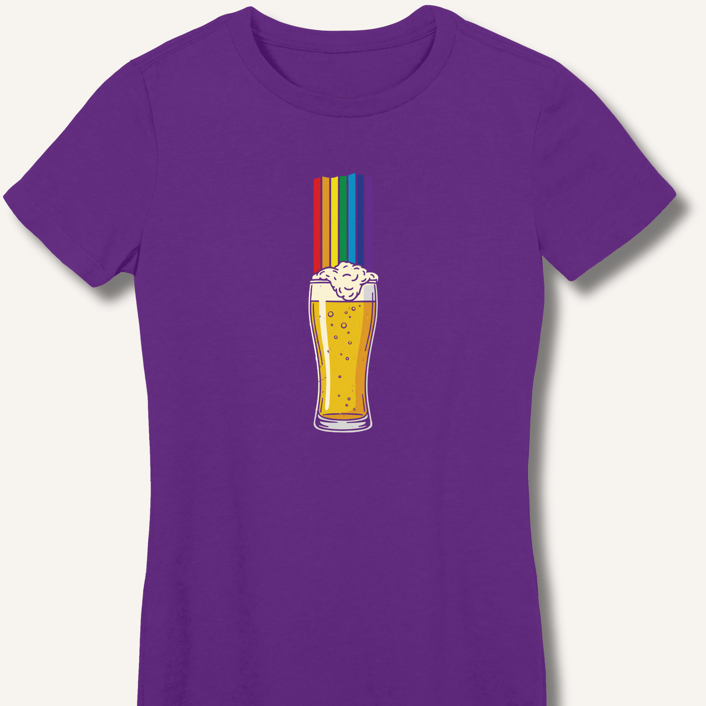 Rainbow Beer Glass Fitted T-Shirt - Sip & Shirt