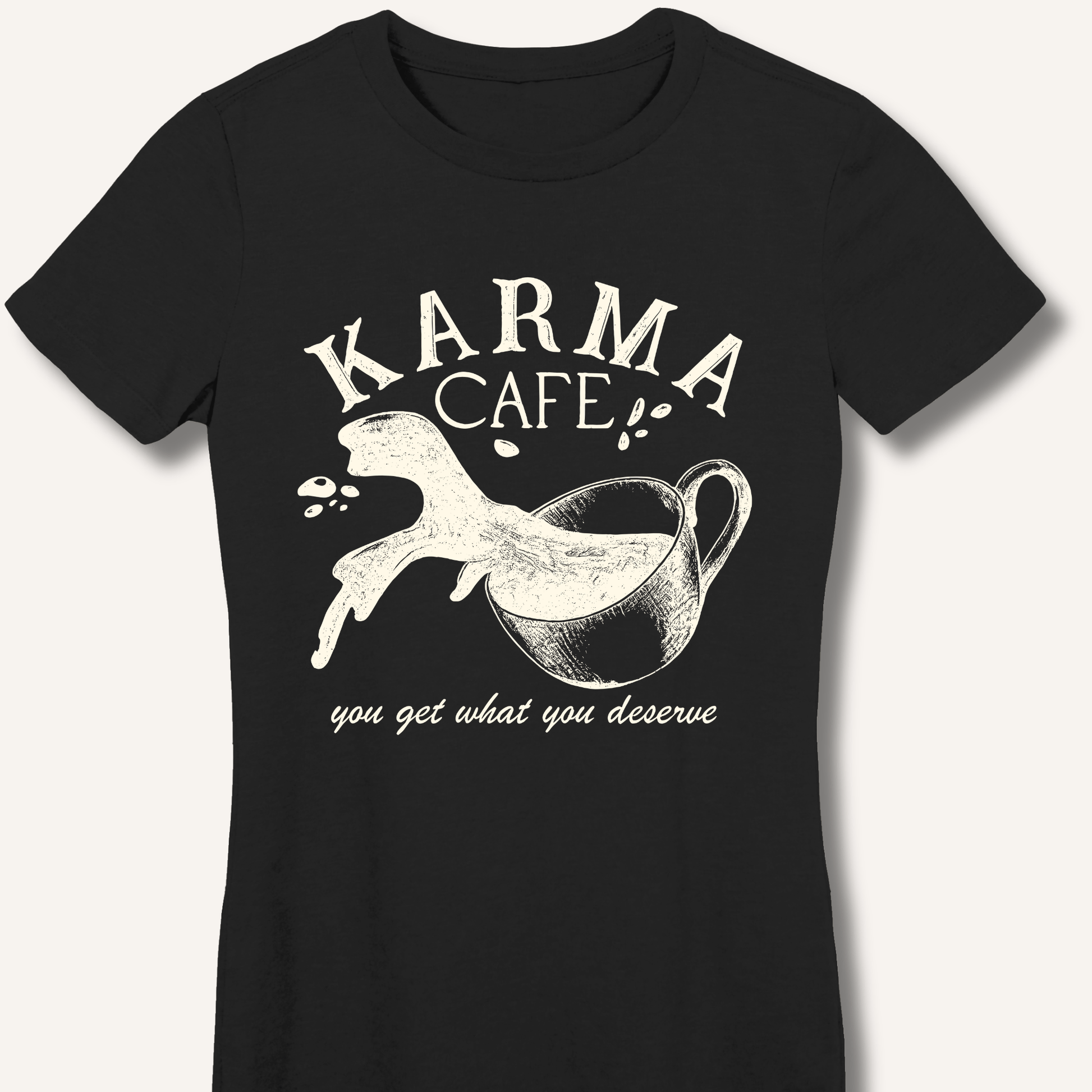 T-Shirt Black / S Karma Cafe Fitted T-Shirt