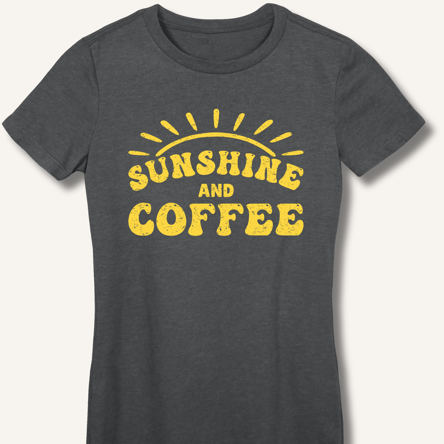 T-Shirt Dark Heather / S Sunshine and Coffee Fitted T-Shirt