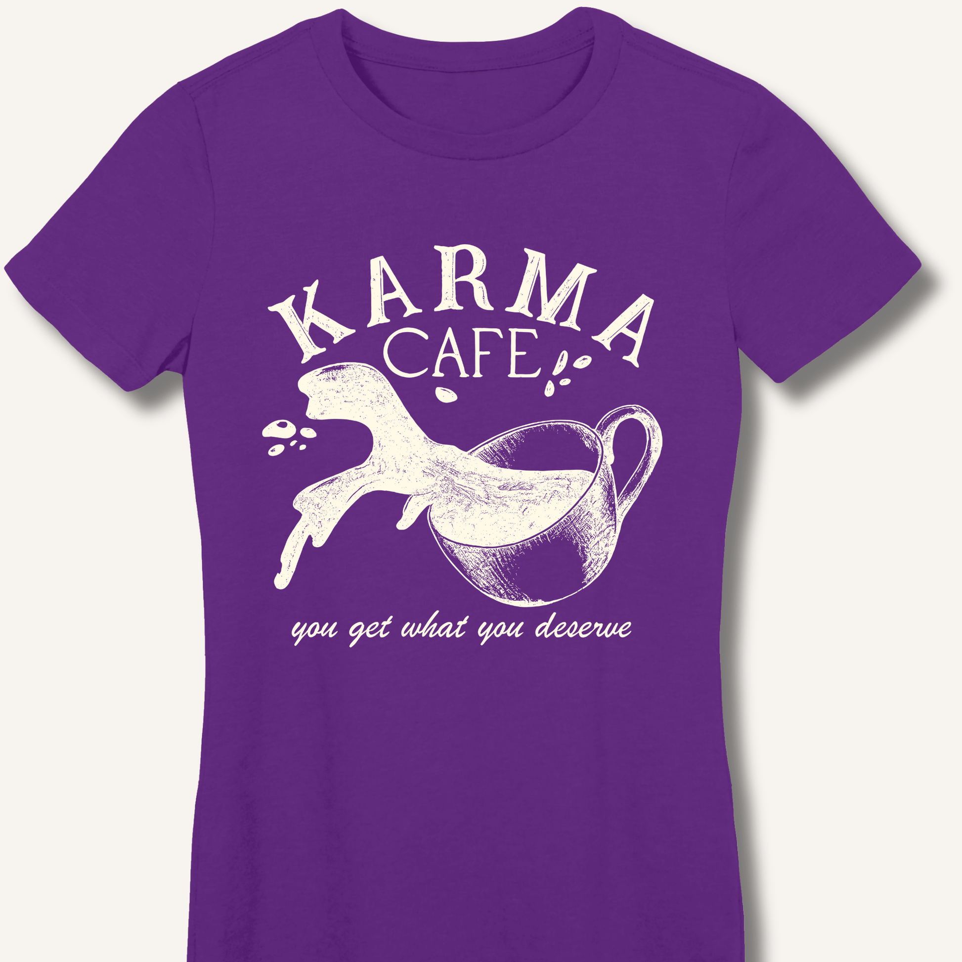 T-Shirt Purple / S Karma Cafe Fitted T-Shirt