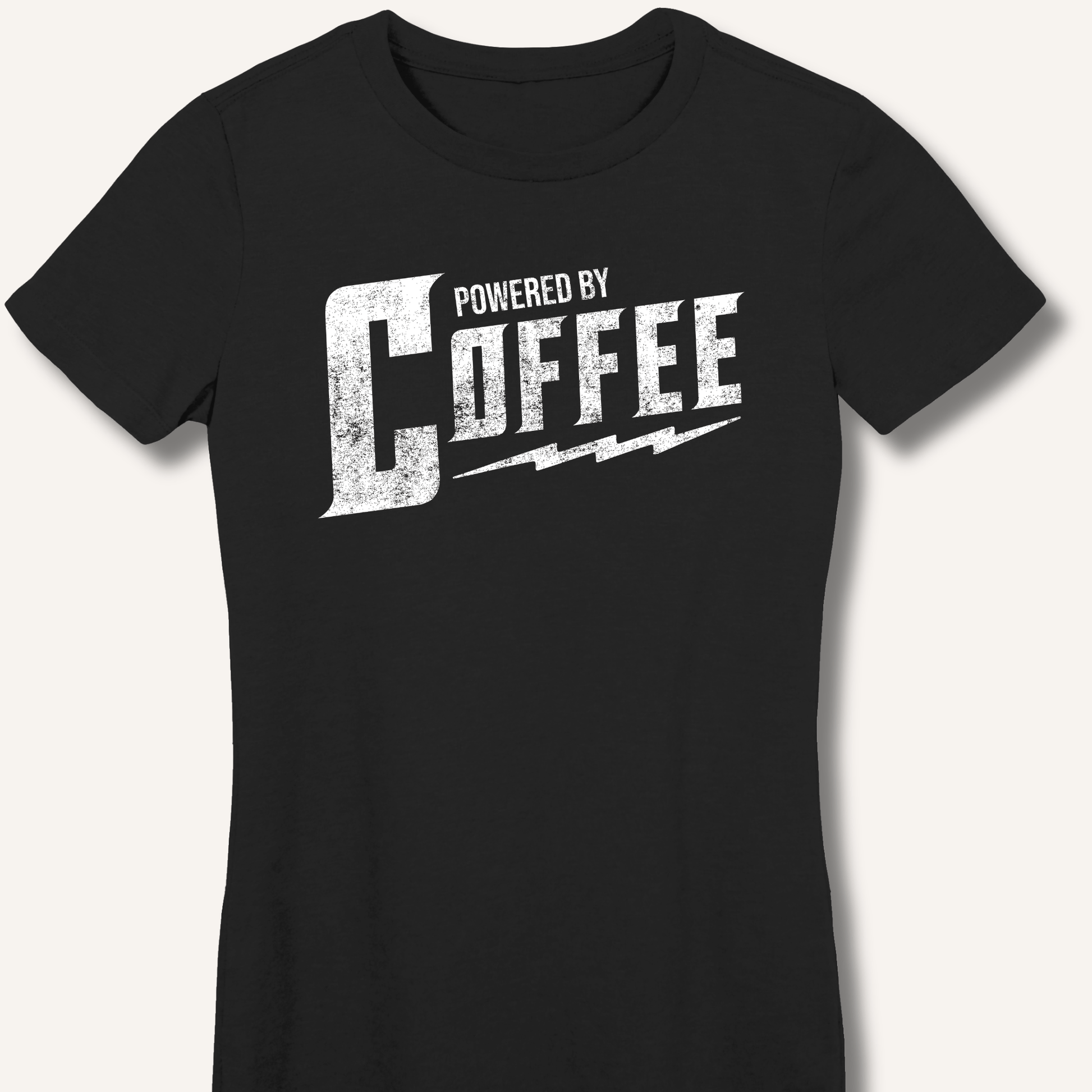 T-Shirt S / Black Powered By Coffee Fitted T-Shirt