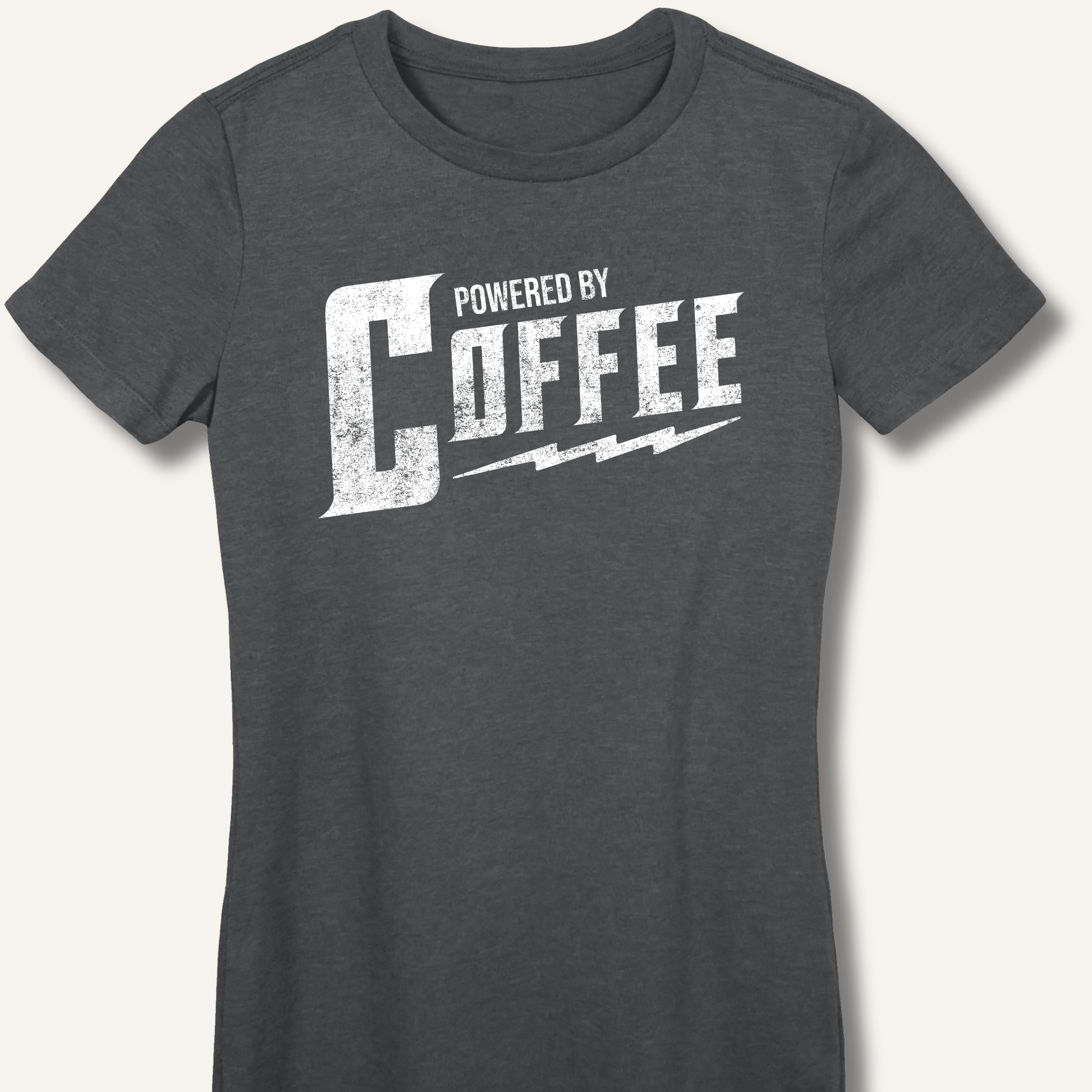 T-Shirt S / Dark Heather Powered By Coffee Fitted T-Shirt