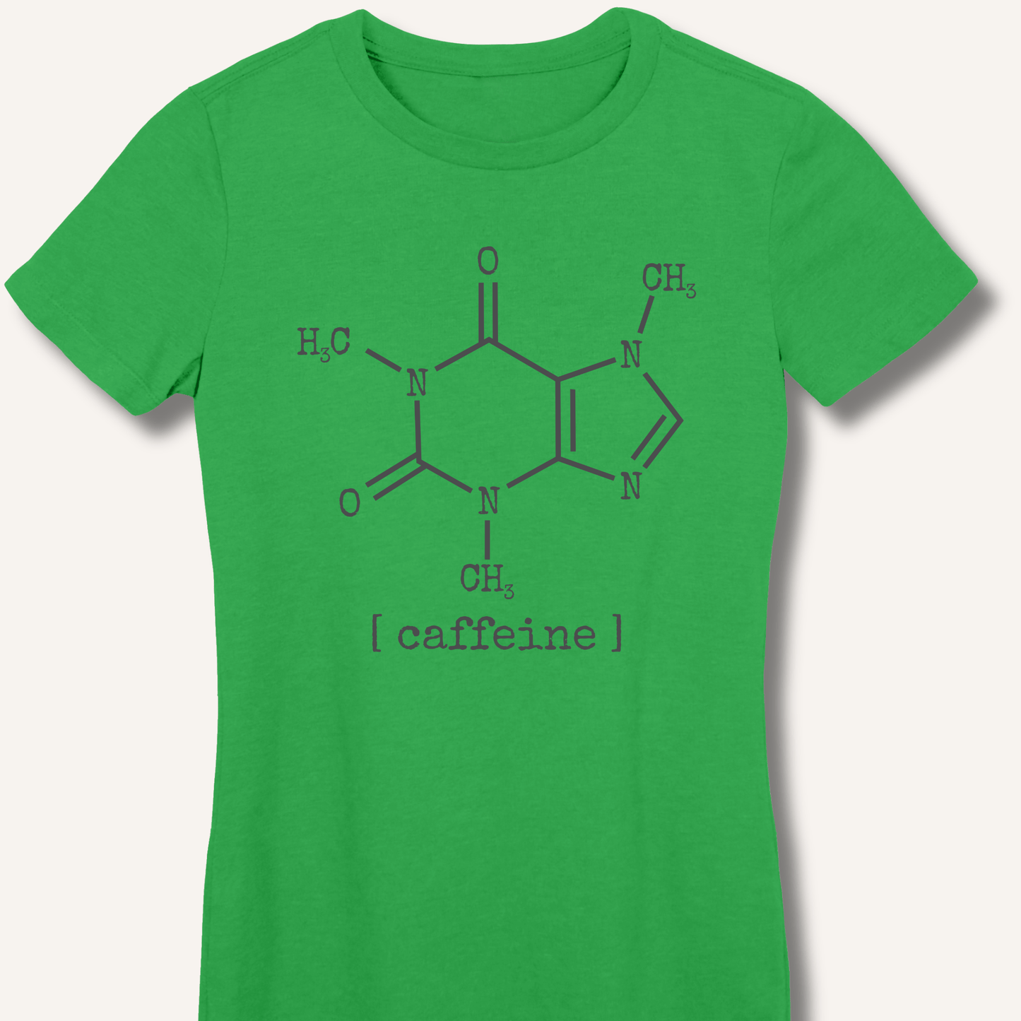 T-Shirt S / Irish Green Caffeine Molecule Fitted T-Shirt