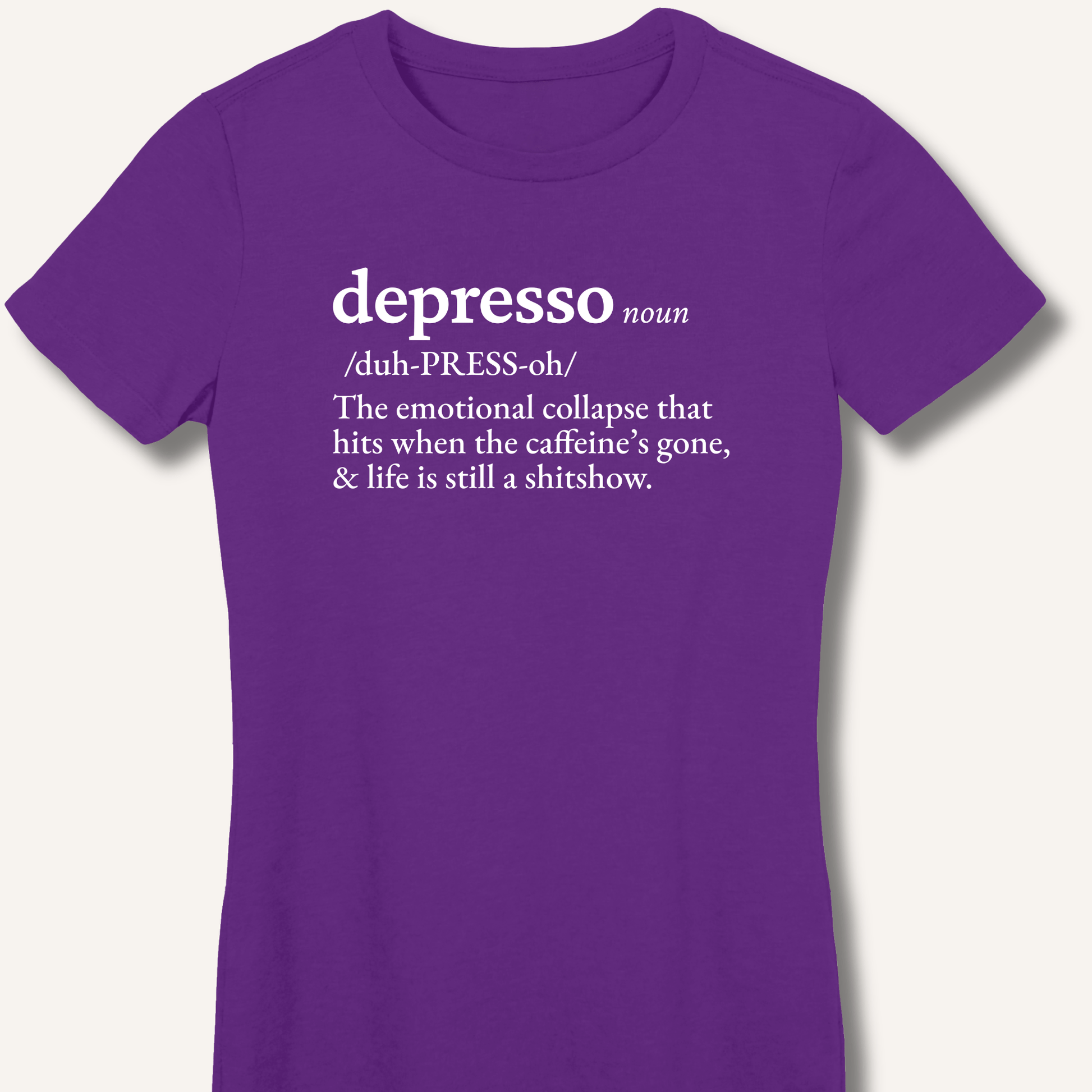 T-Shirt S / Purple Depresso Definition Fitted T-Shirt