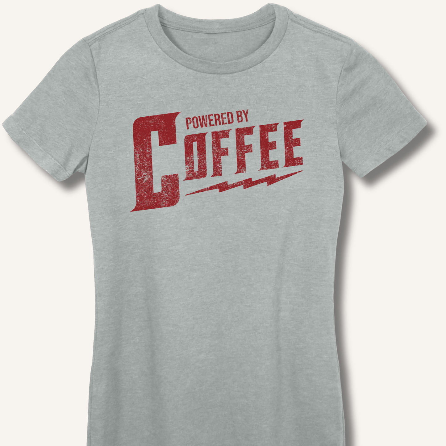 T-Shirt S / Sport Grey Powered By Coffee Fitted T-Shirt