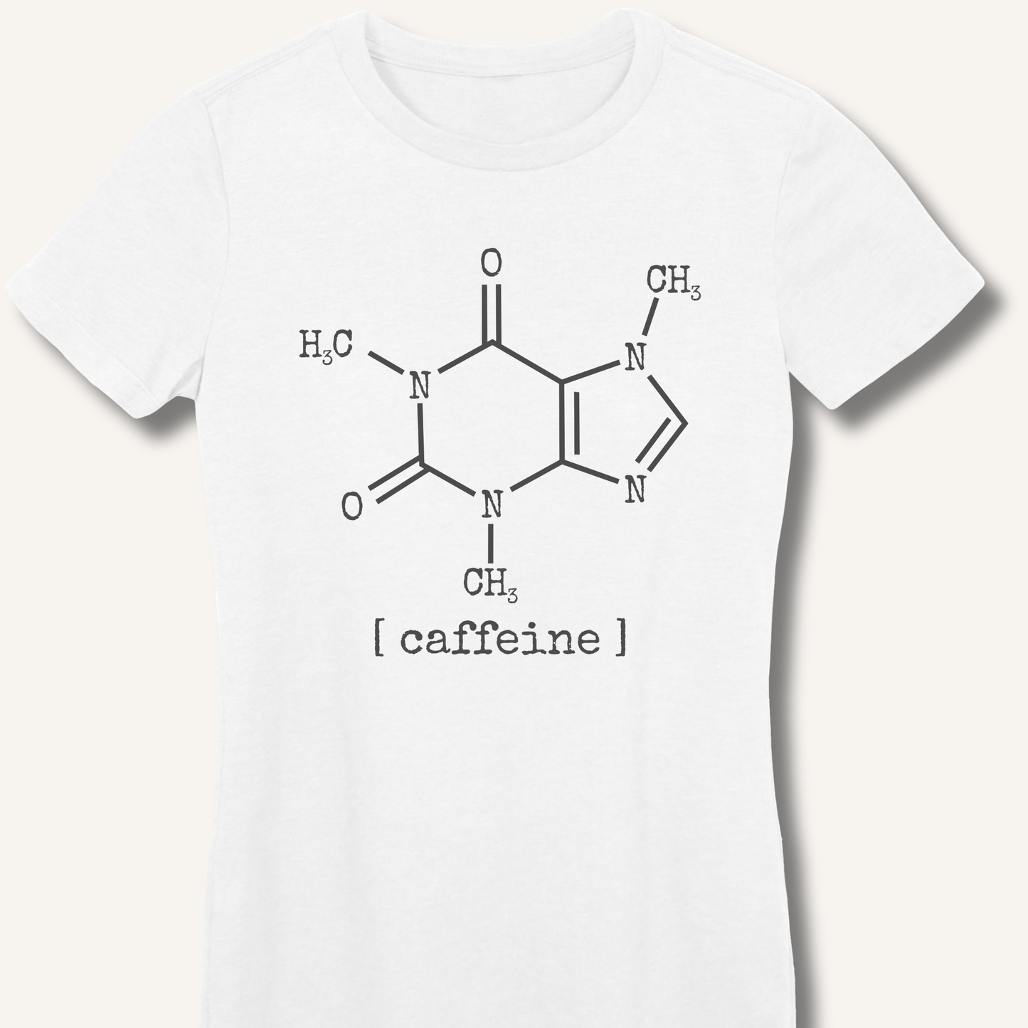 T-Shirt S / White Caffeine Molecule Fitted T-Shirt