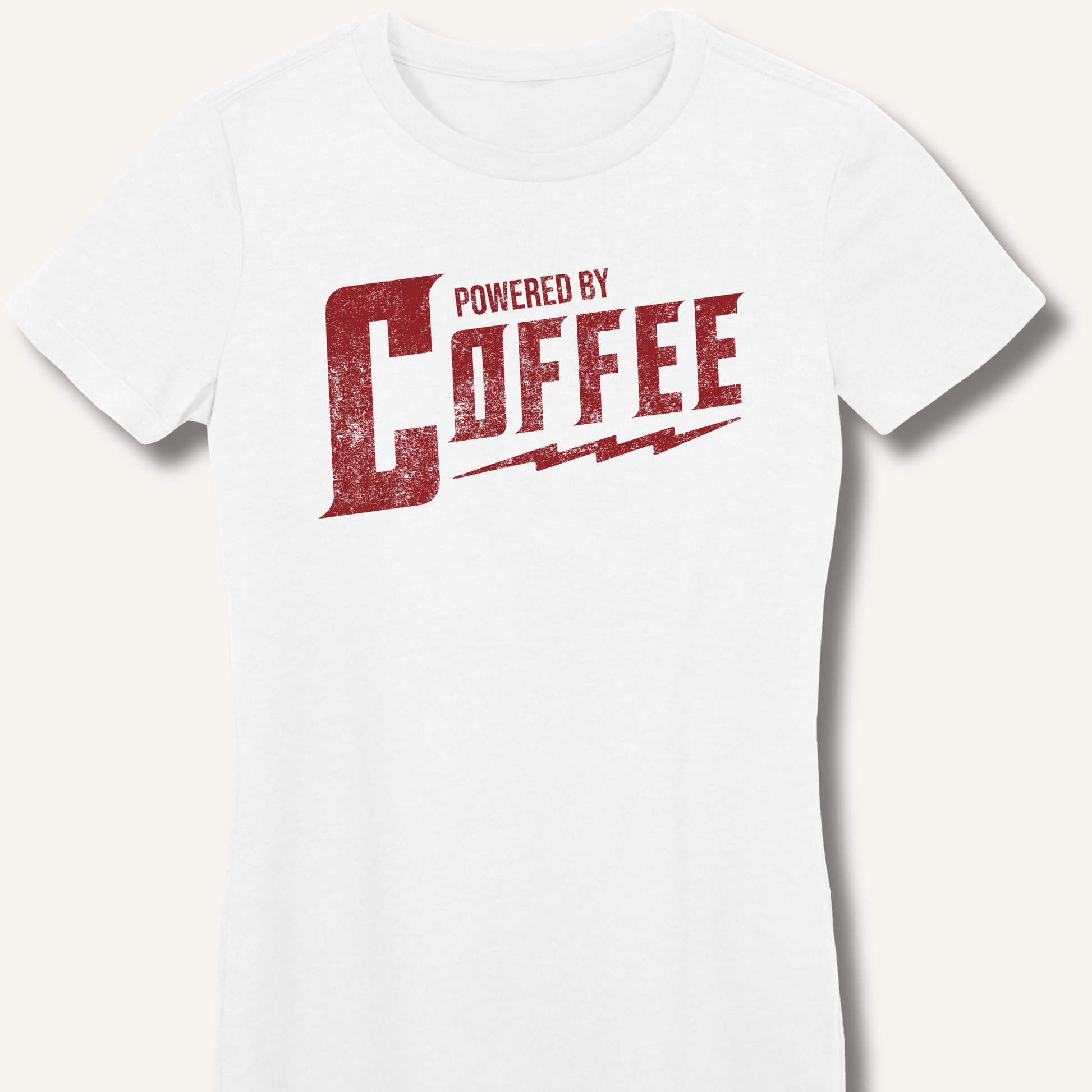 T-Shirt S / White Powered By Coffee Fitted T-Shirt