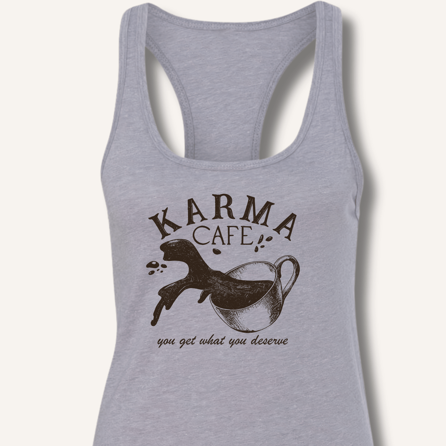 Tank Top Heather Grey / XS Karma Cafe Racerback Tank