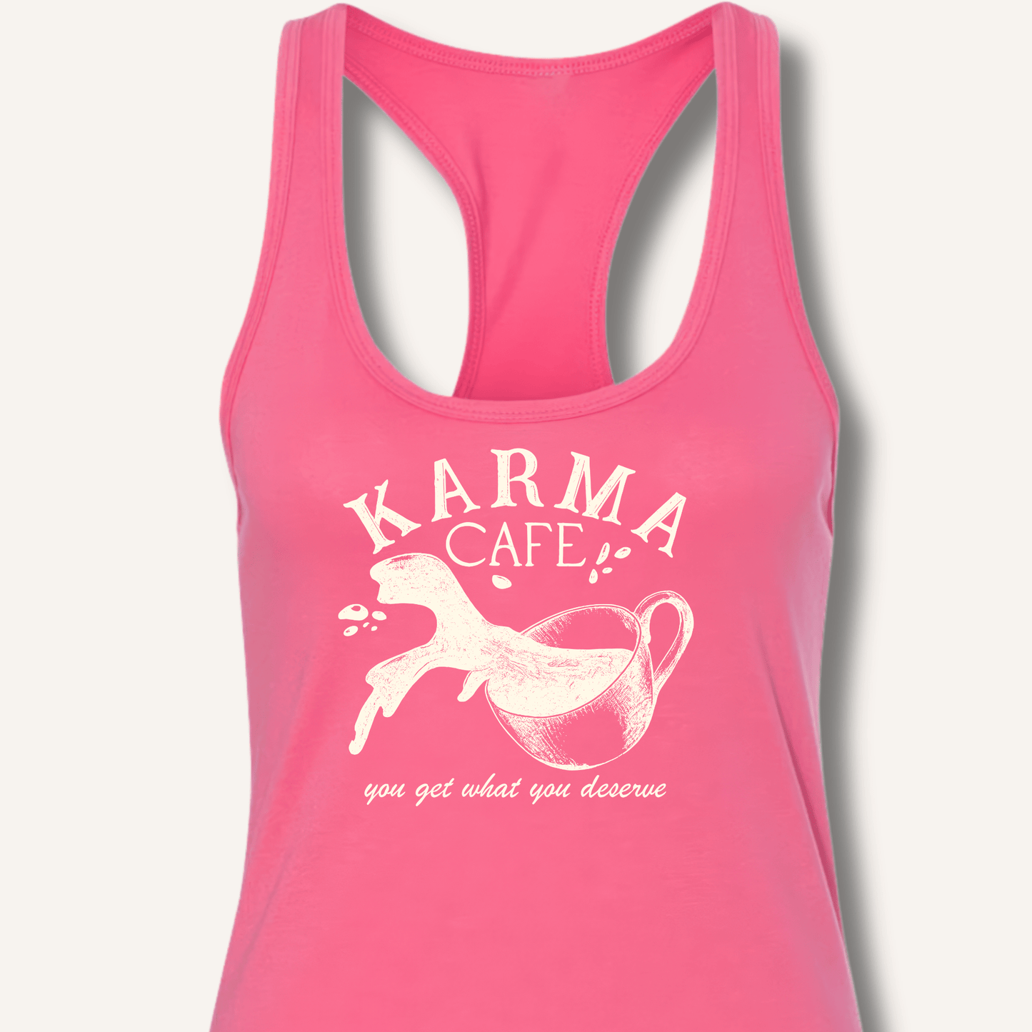 Tank Top Solid Hot Pink / XS Karma Cafe Racerback Tank