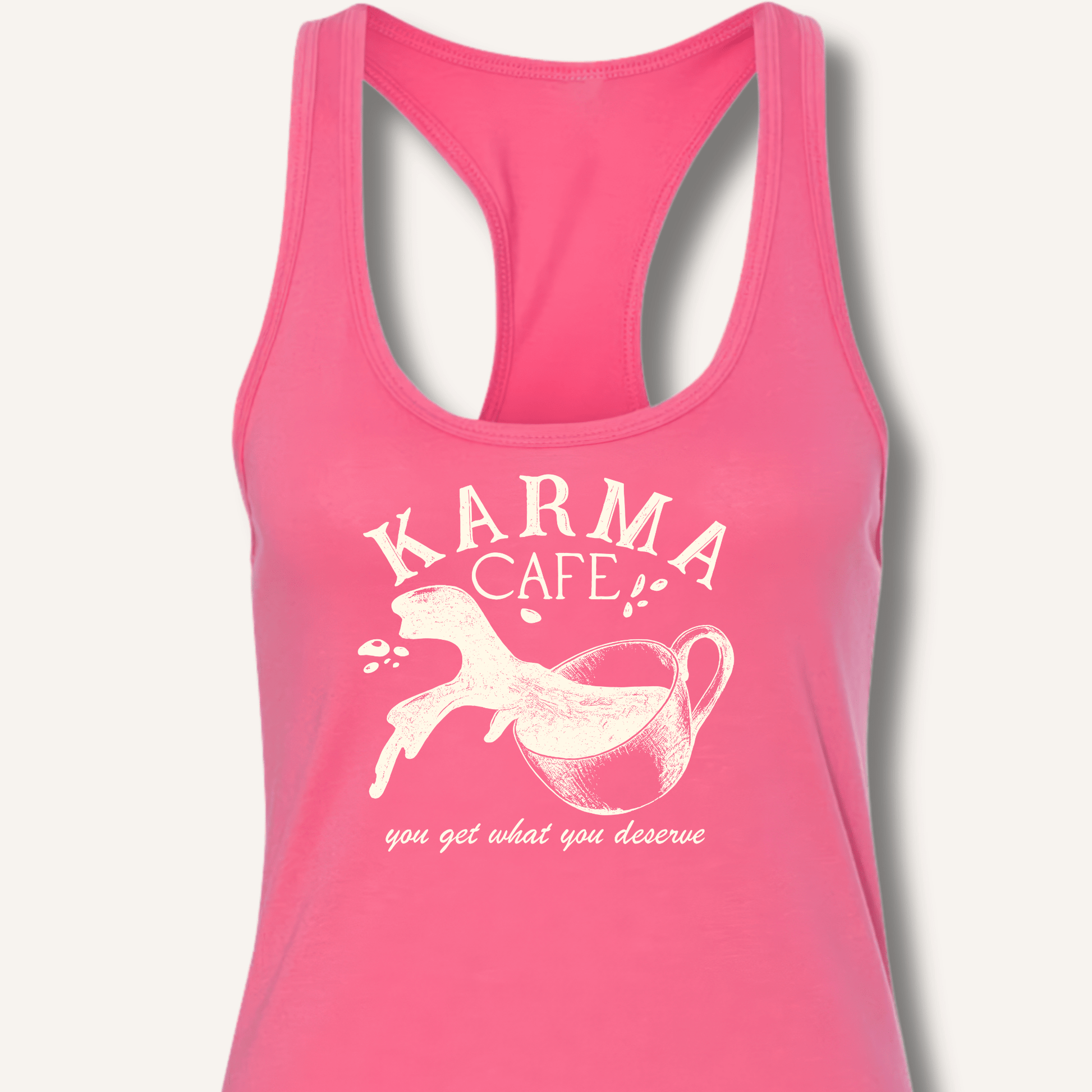 Tank Top Solid Hot Pink / XS Karma Cafe Racerback Tank