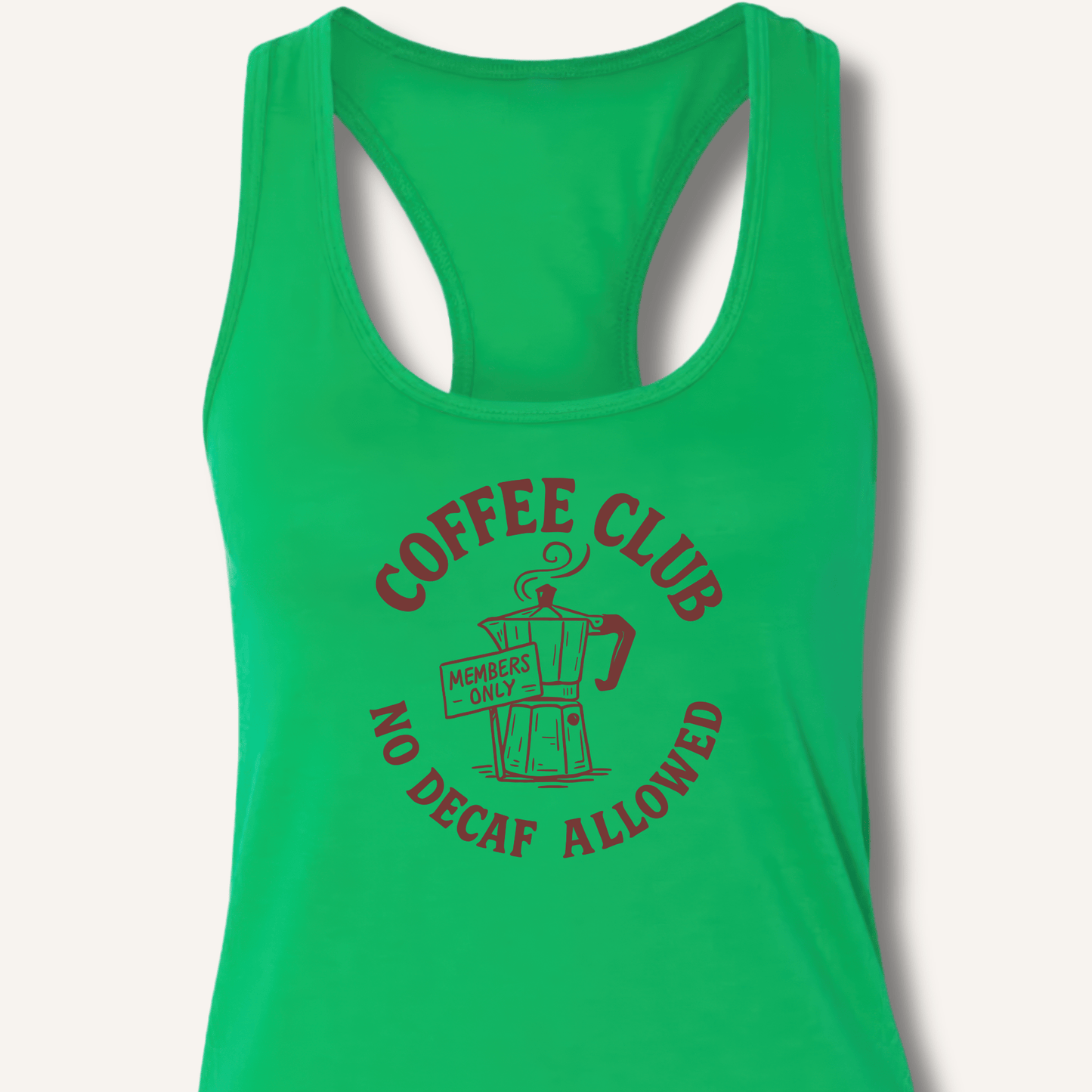 Tank Top Solid Kelly Green / XS Coffee Club Racerback Tank