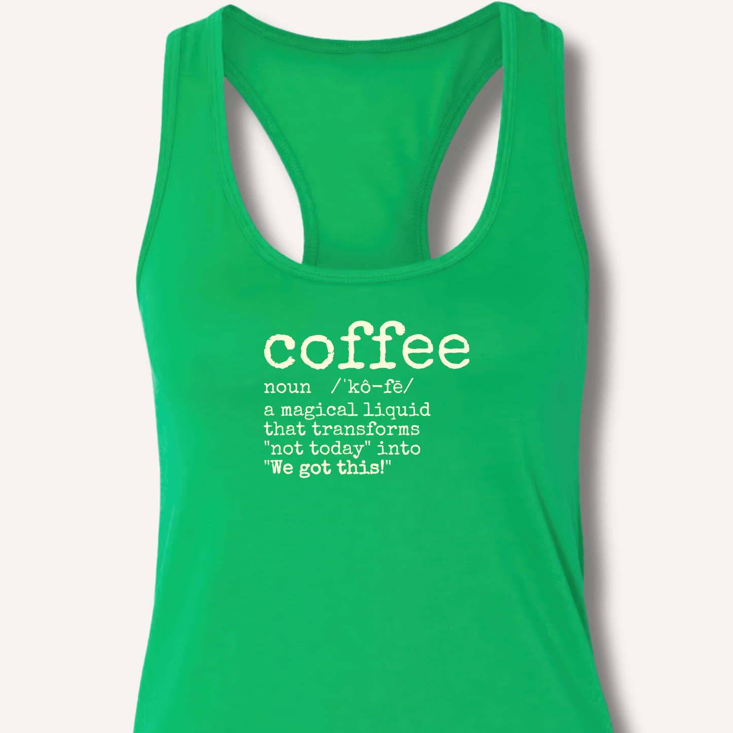Tank Top Solid Kelly Green / XS Coffee Definition Racerback Tank