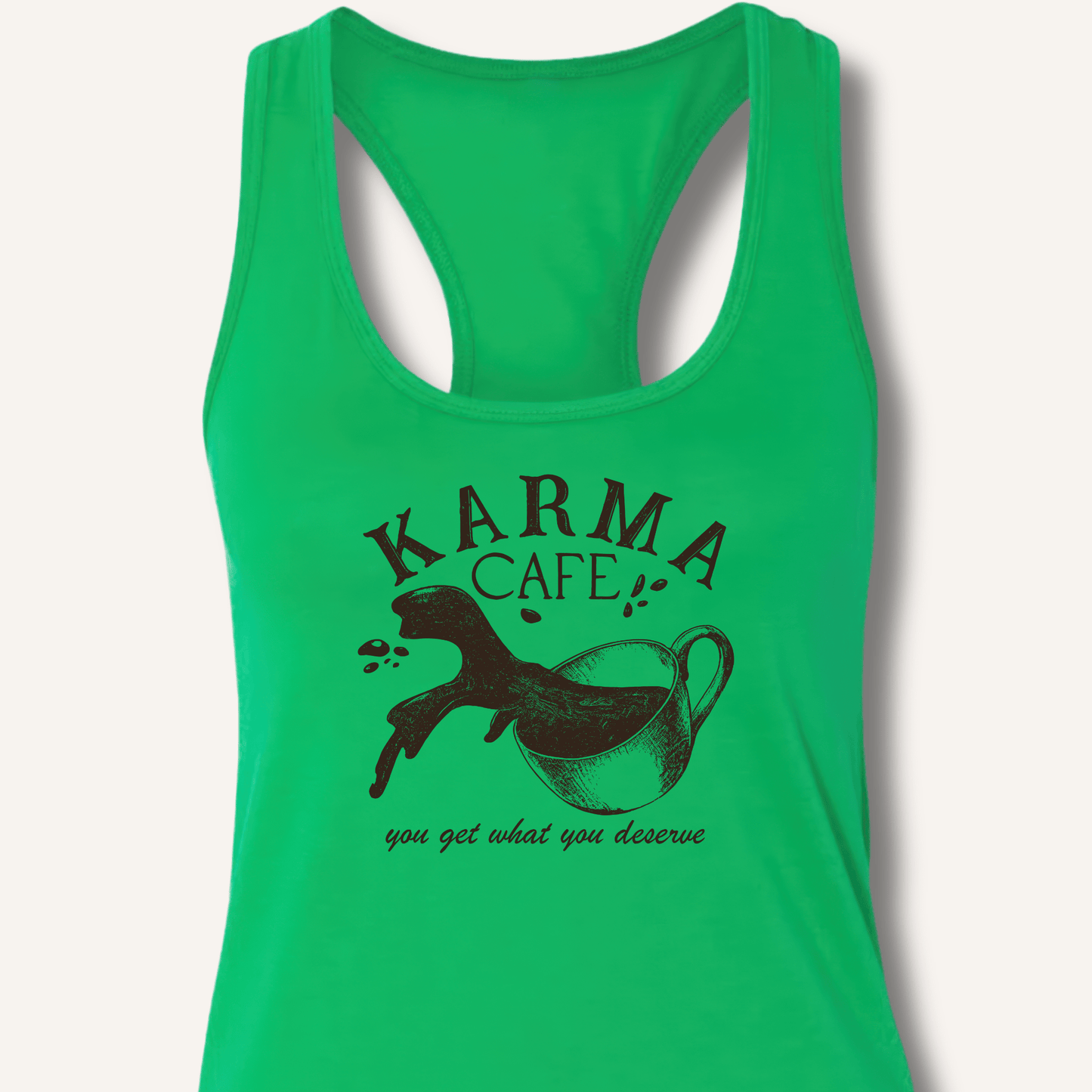Tank Top Solid Kelly Green / XS Karma Cafe Racerback Tank