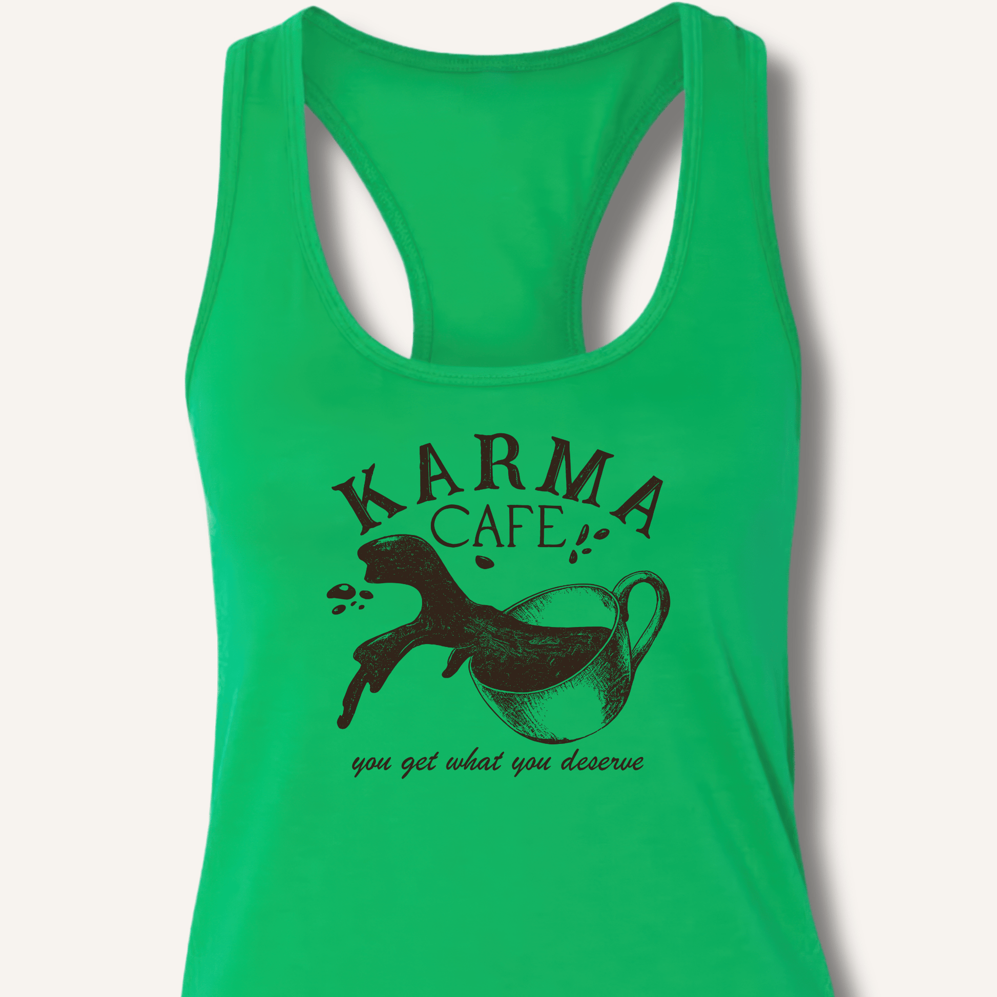 Tank Top Solid Kelly Green / XS Karma Cafe Racerback Tank