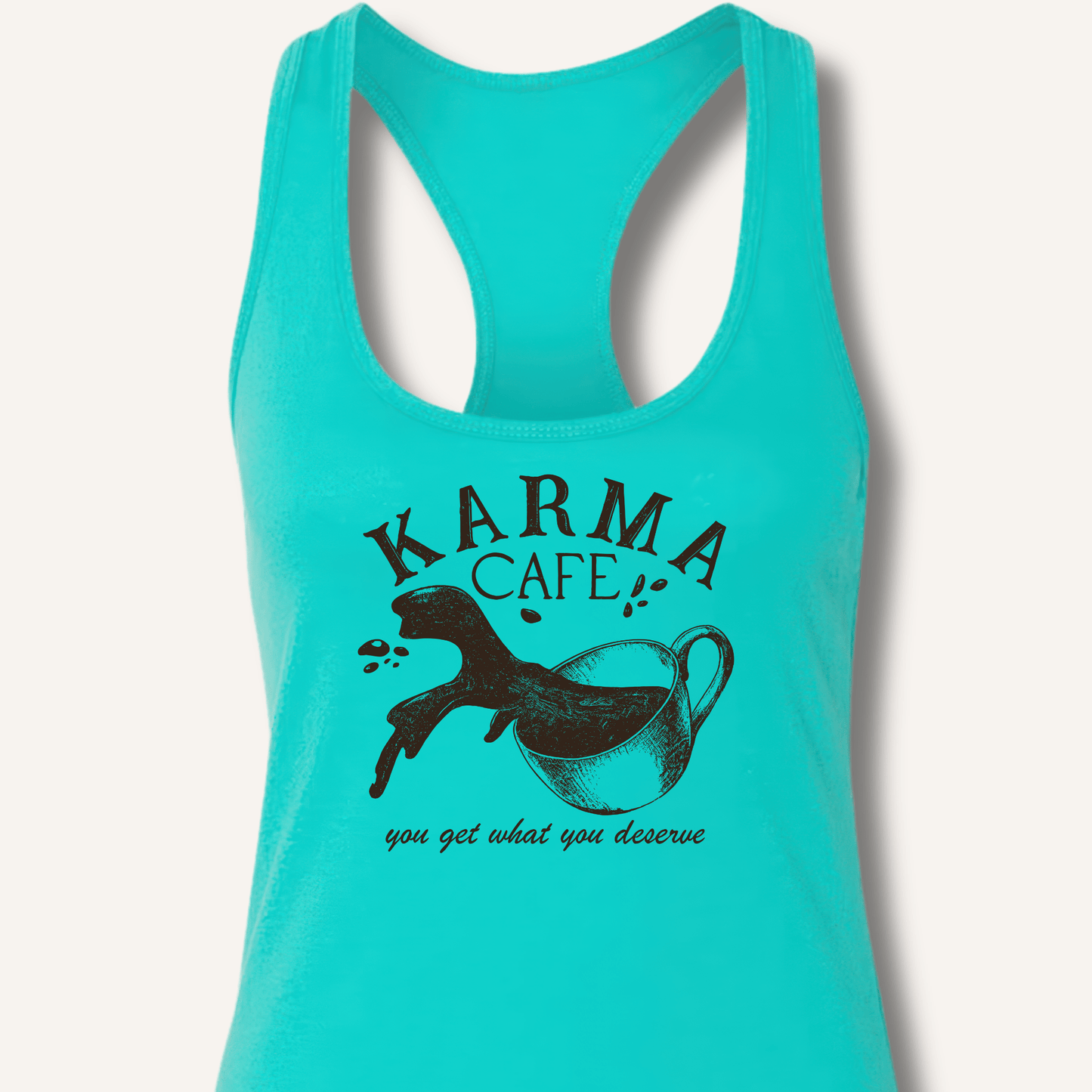 Tank Top Solid Tahiti Blue / XS Karma Cafe Racerback Tank