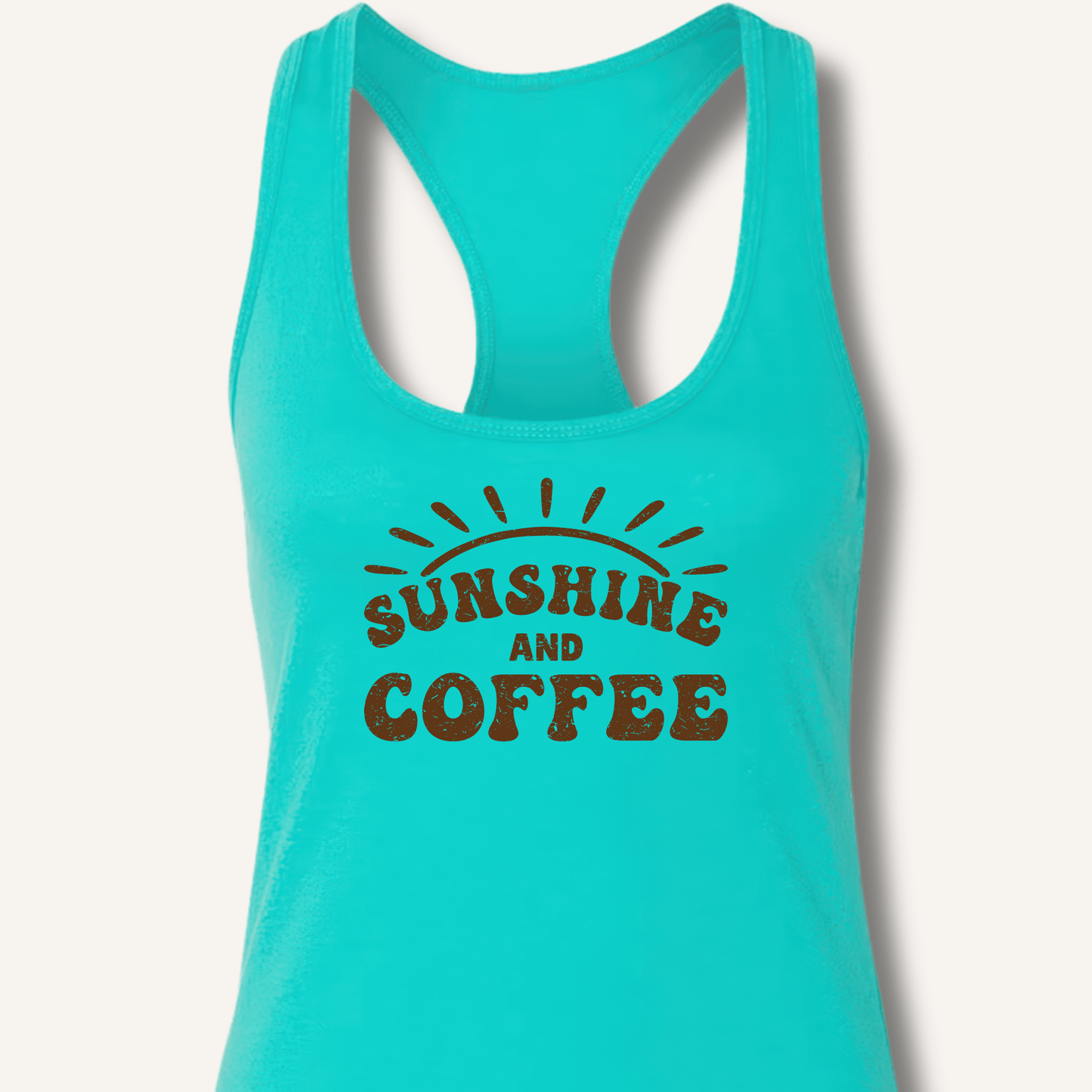 Tank Top Solid Tahiti Blue / XS Sunshine and Coffee Racerback Tank