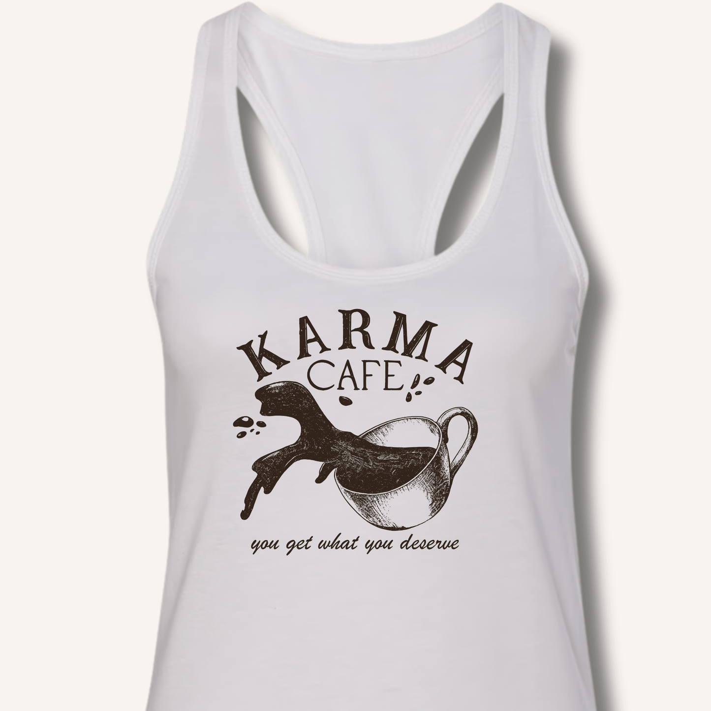 Tank Top Solid White / XS Karma Cafe Racerback Tank