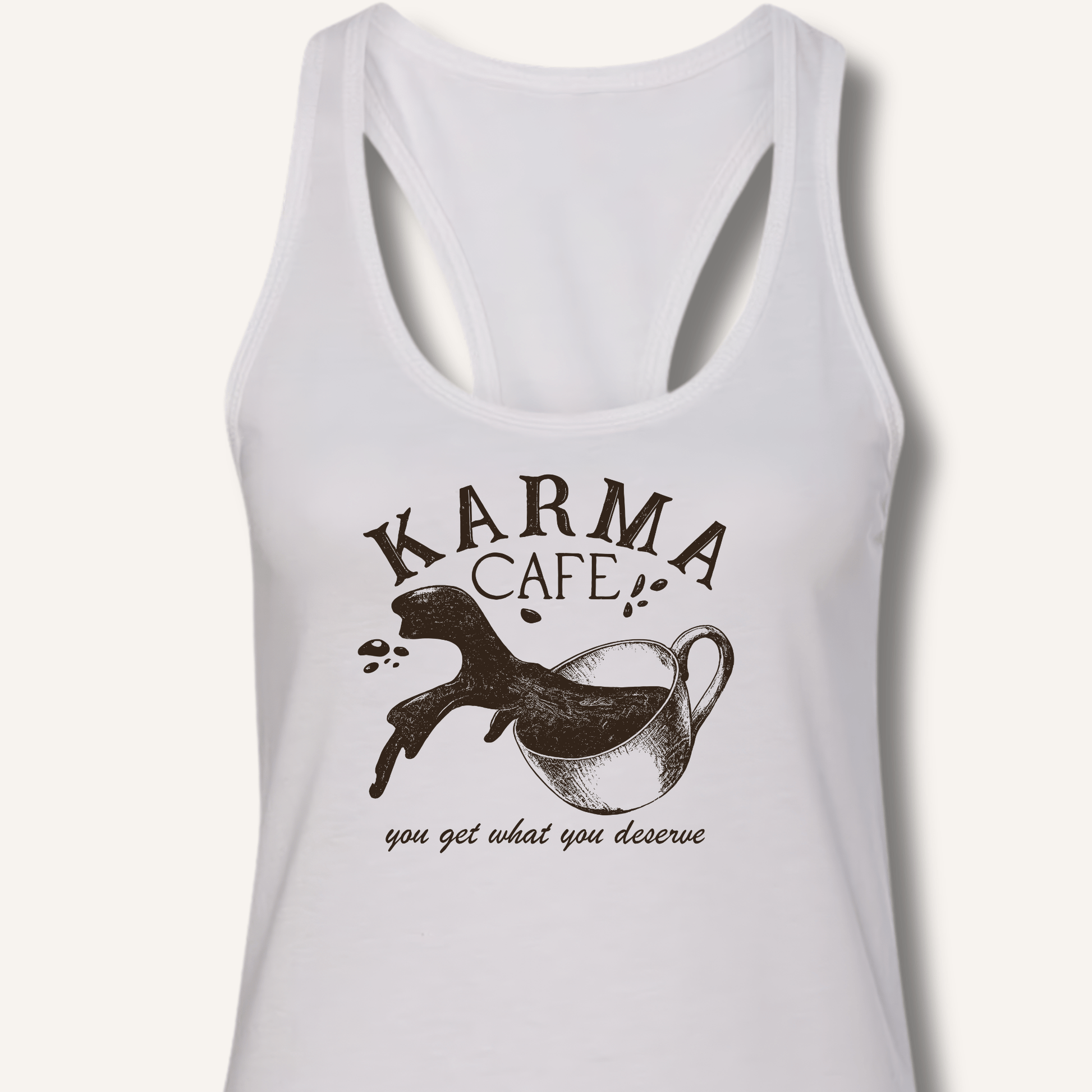 Tank Top Solid White / XS Karma Cafe Racerback Tank