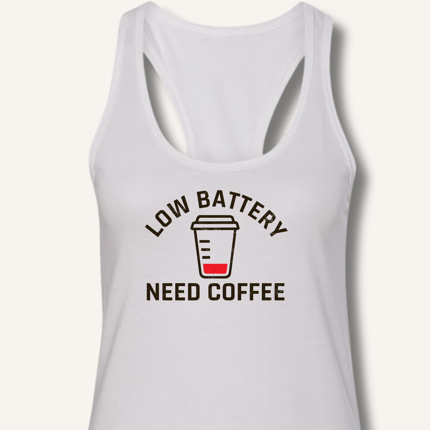 Tank Top Solid White / XS Low Battery Racerback Tank