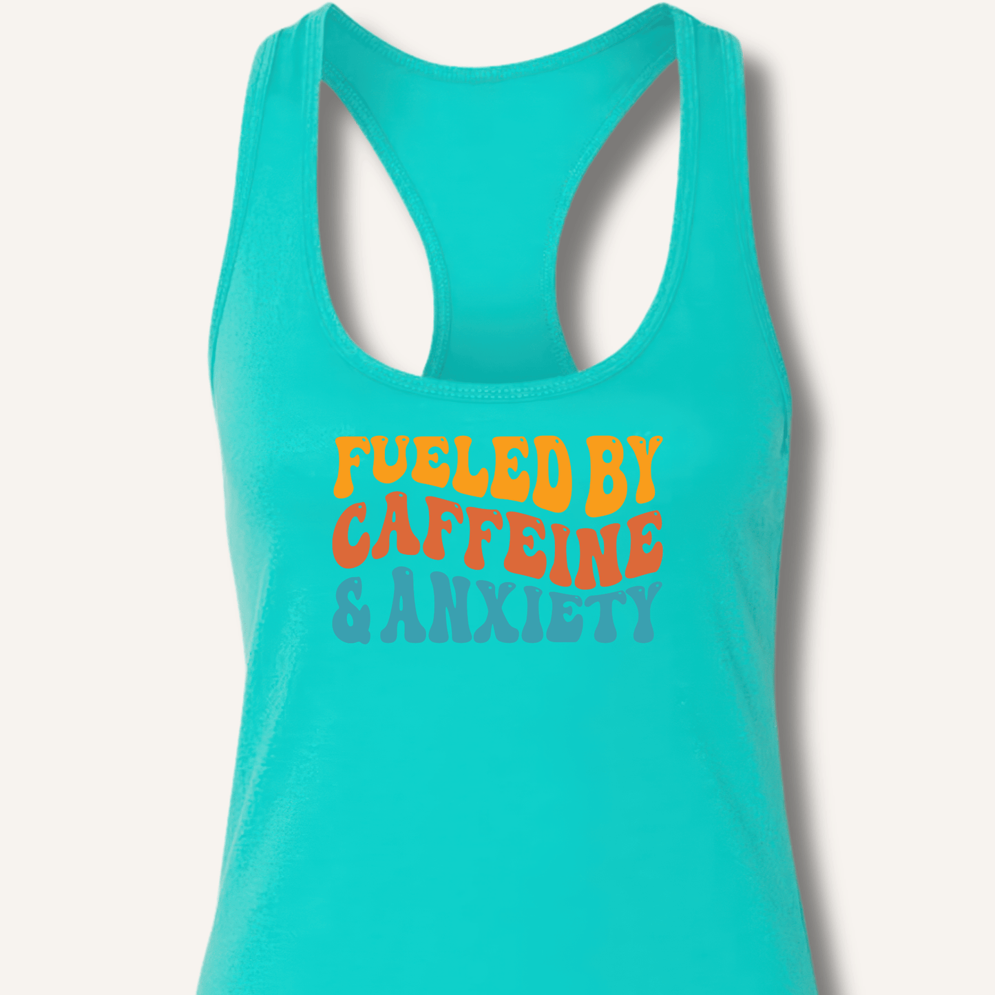Tank Top XS / Heather Grey Fueled By Caffeine & Anxiety Racerback Tank