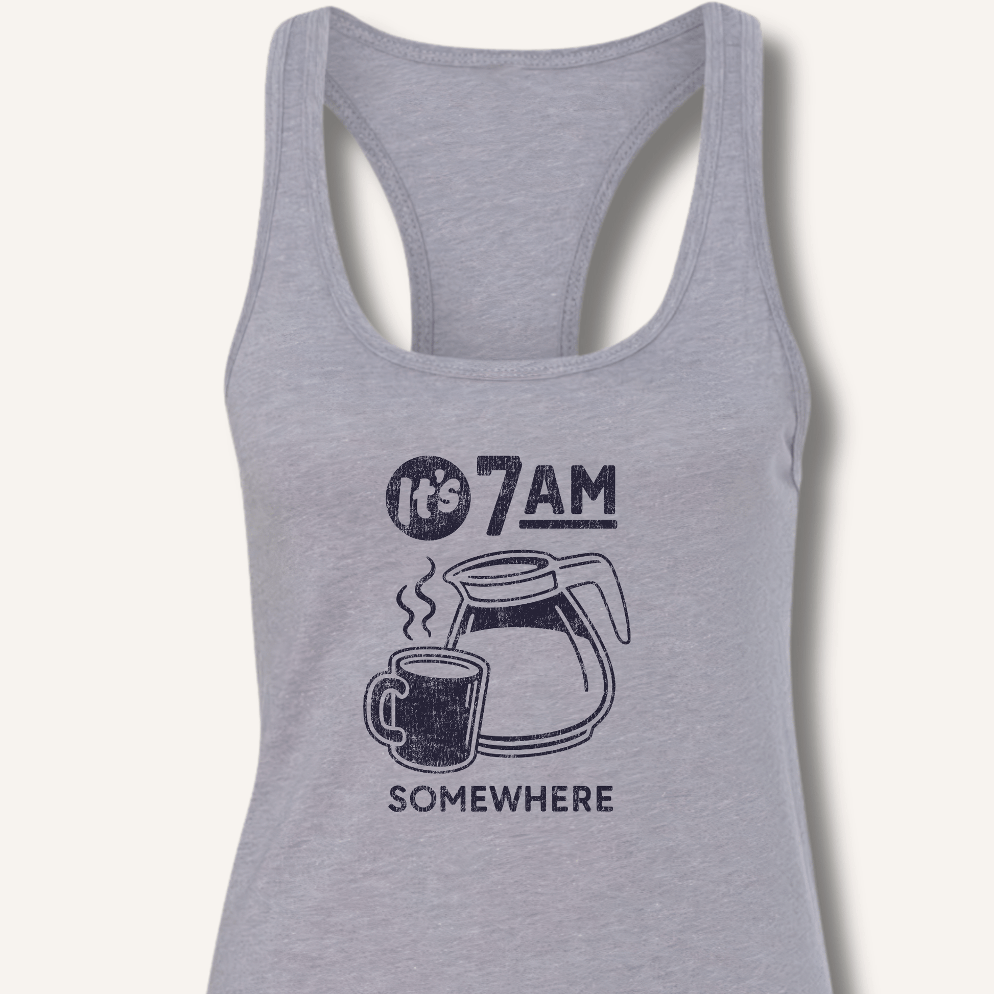 Tank Top XS / Heather Grey It's 7AM Somewhere Racerback Tank