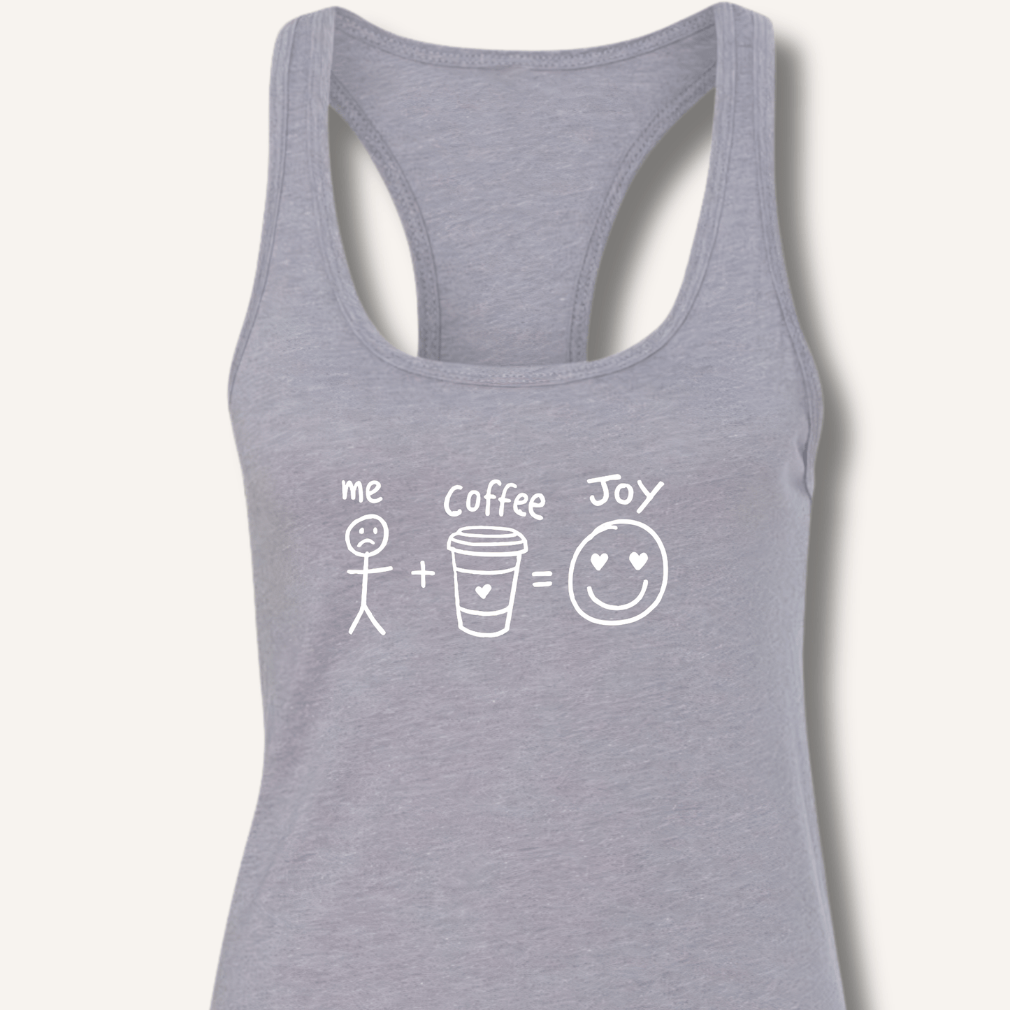 Tank Top XS / Heather Grey Me + Coffee = Joy Racerback Tank
