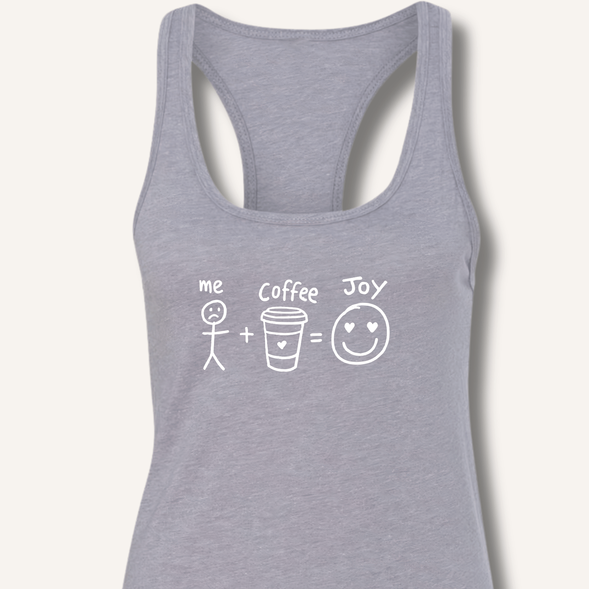 Tank Top XS / Heather Grey Me + Coffee = Joy Racerback Tank