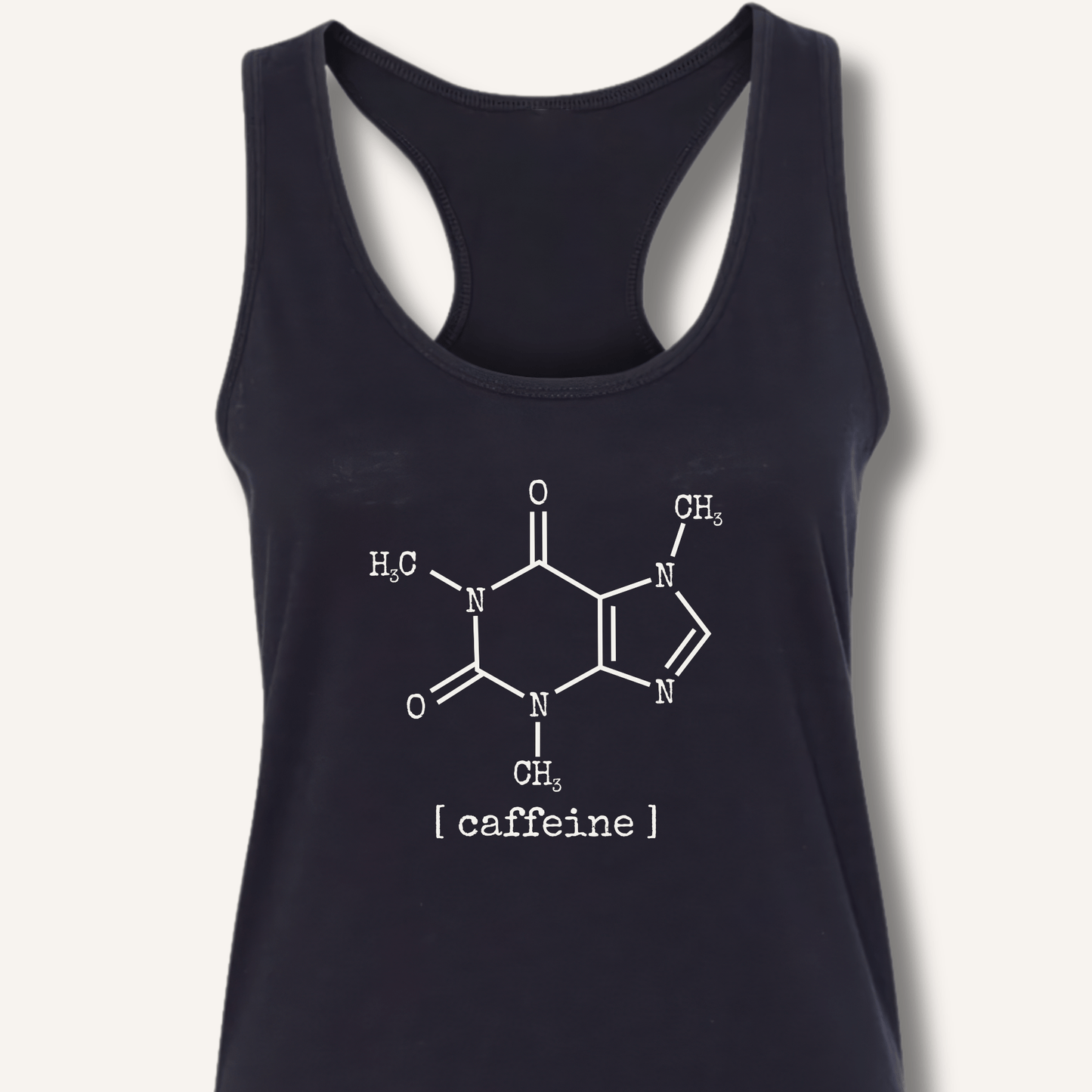 Tank Top XS / Solid Black Caffeine Molecule Racerback Tank