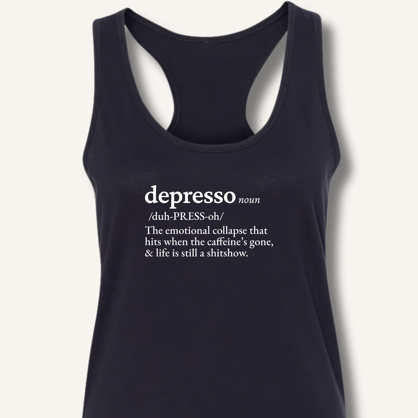 Tank Top XS / Solid Black Depresso Definition Racerback Tank