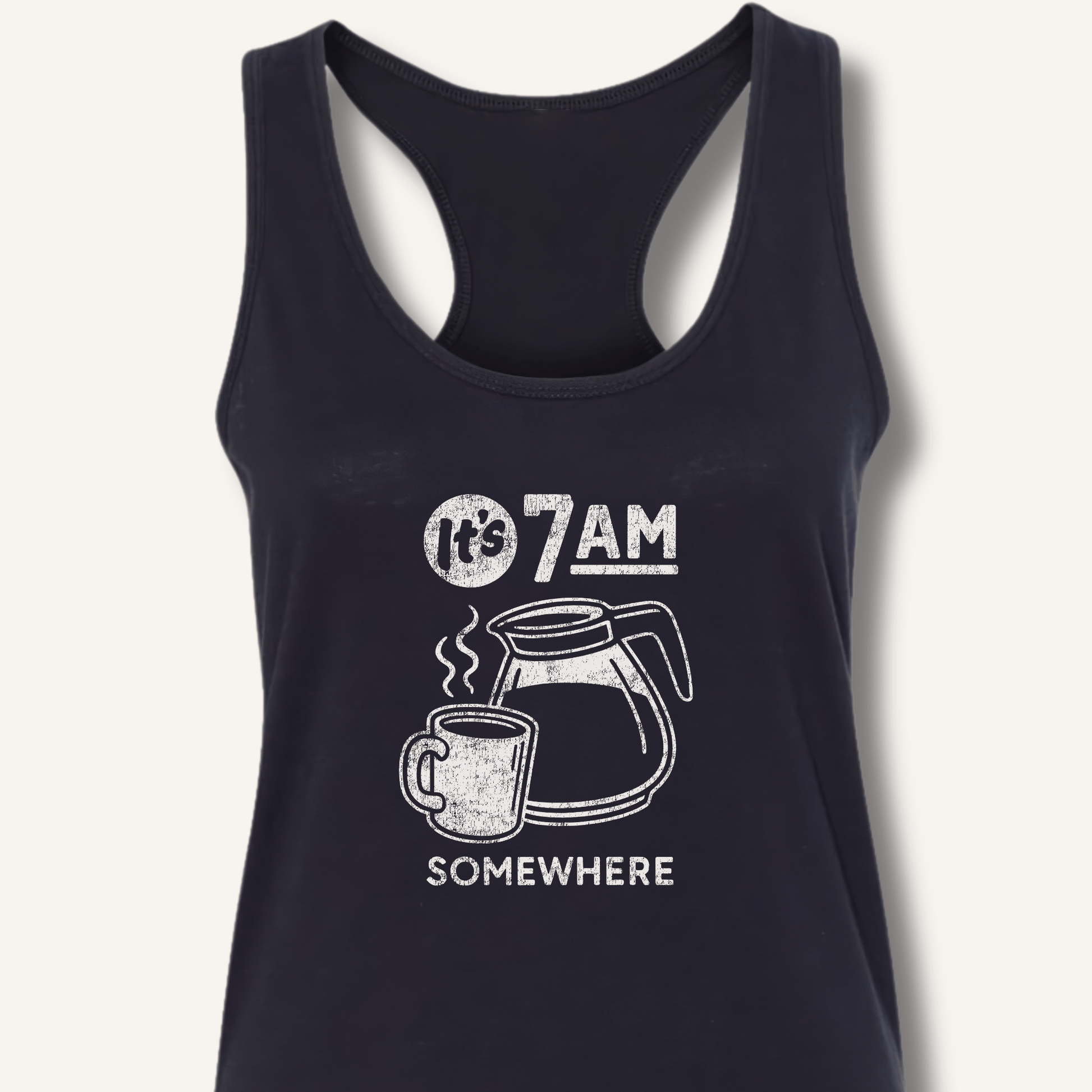 Tank Top XS / Solid Black It's 7AM Somewhere Racerback Tank