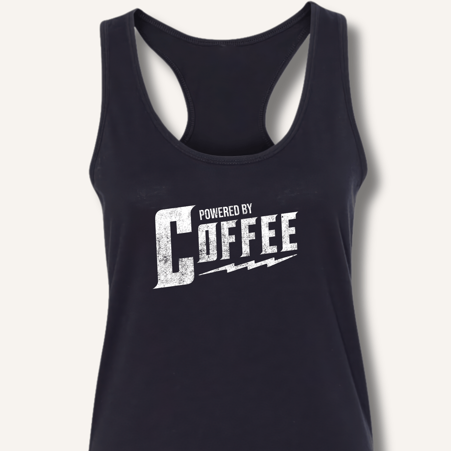 Tank Top XS / Solid Black Powered By Coffee Racerback Tank