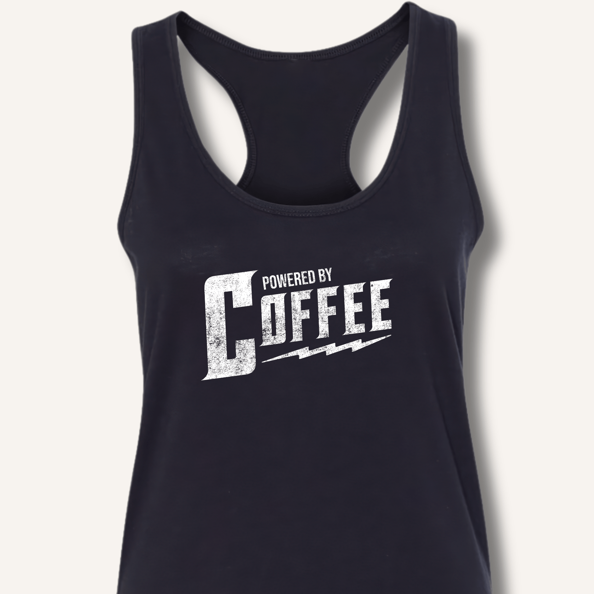 Tank Top XS / Solid Black Powered By Coffee Racerback Tank