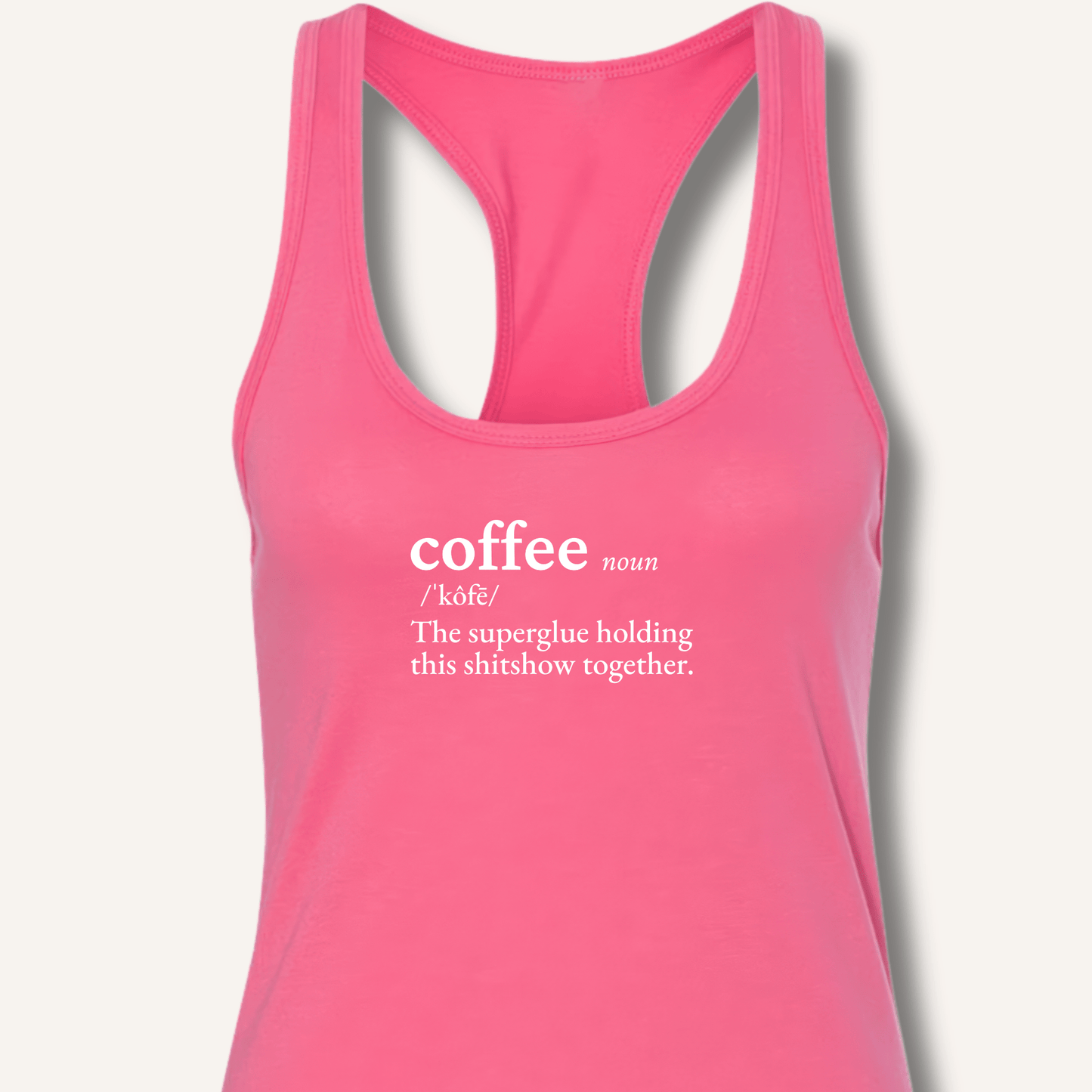 Tank Top XS / Solid Hot Pink Coffee Definition Racerback Tank