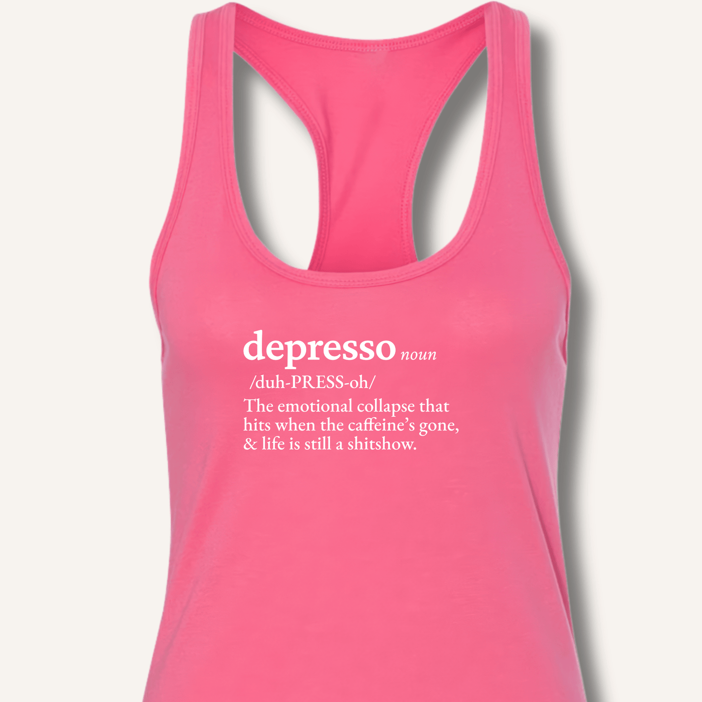 Tank Top XS / Solid Hot Pink Depresso Definition Racerback Tank