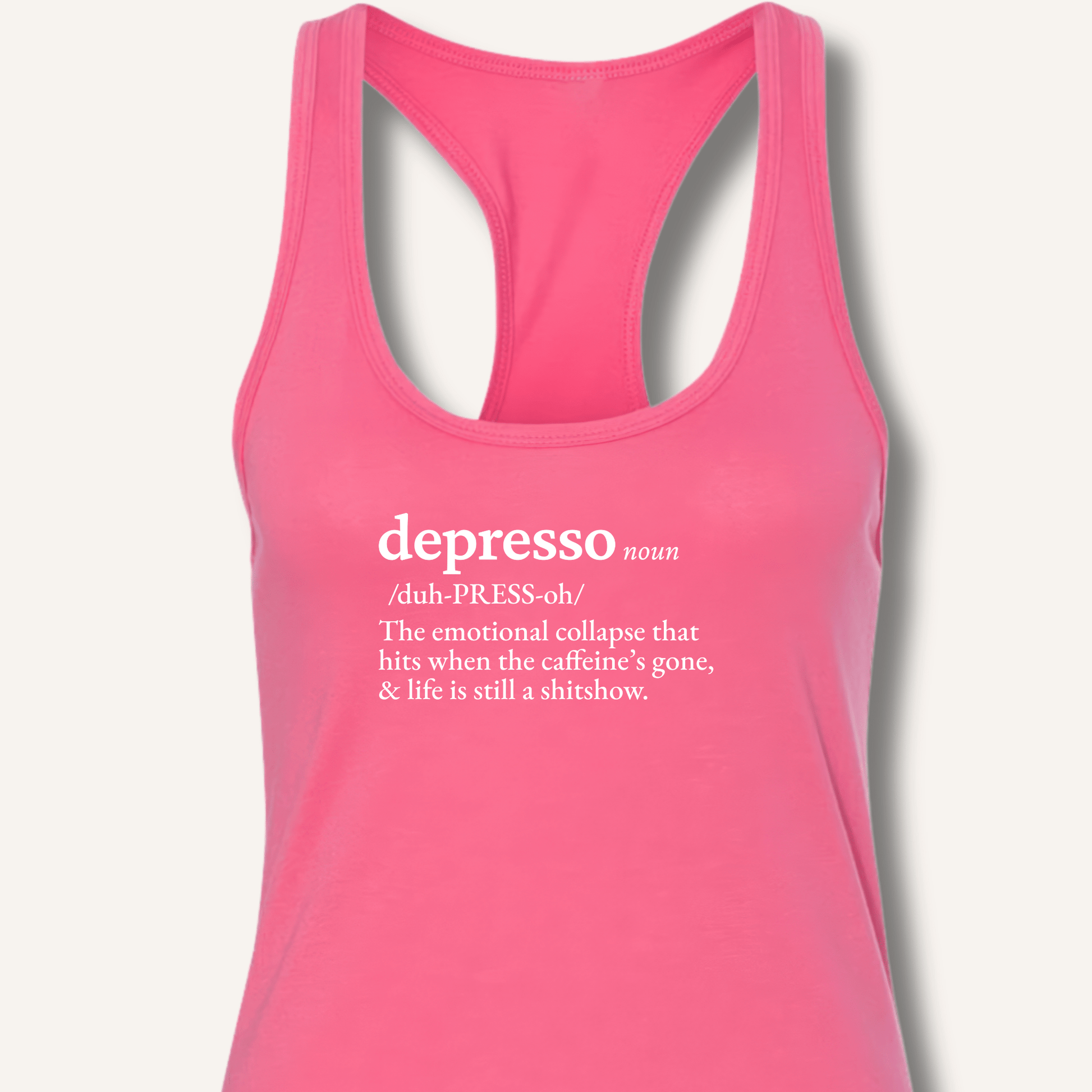 Tank Top XS / Solid Hot Pink Depresso Definition Racerback Tank