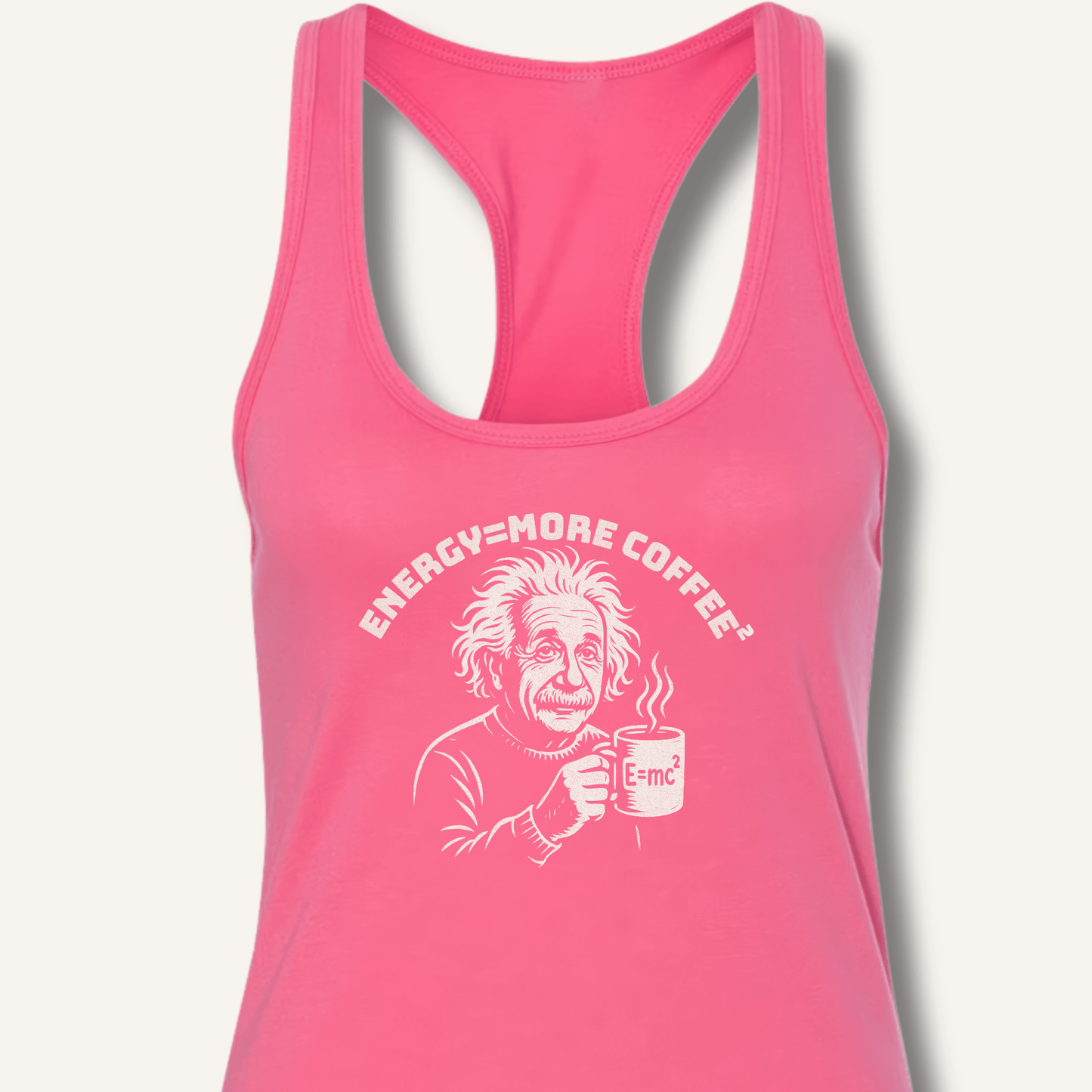 Tank Top XS / Solid Hot Pink Energy = More Coffee² Racerback Tank