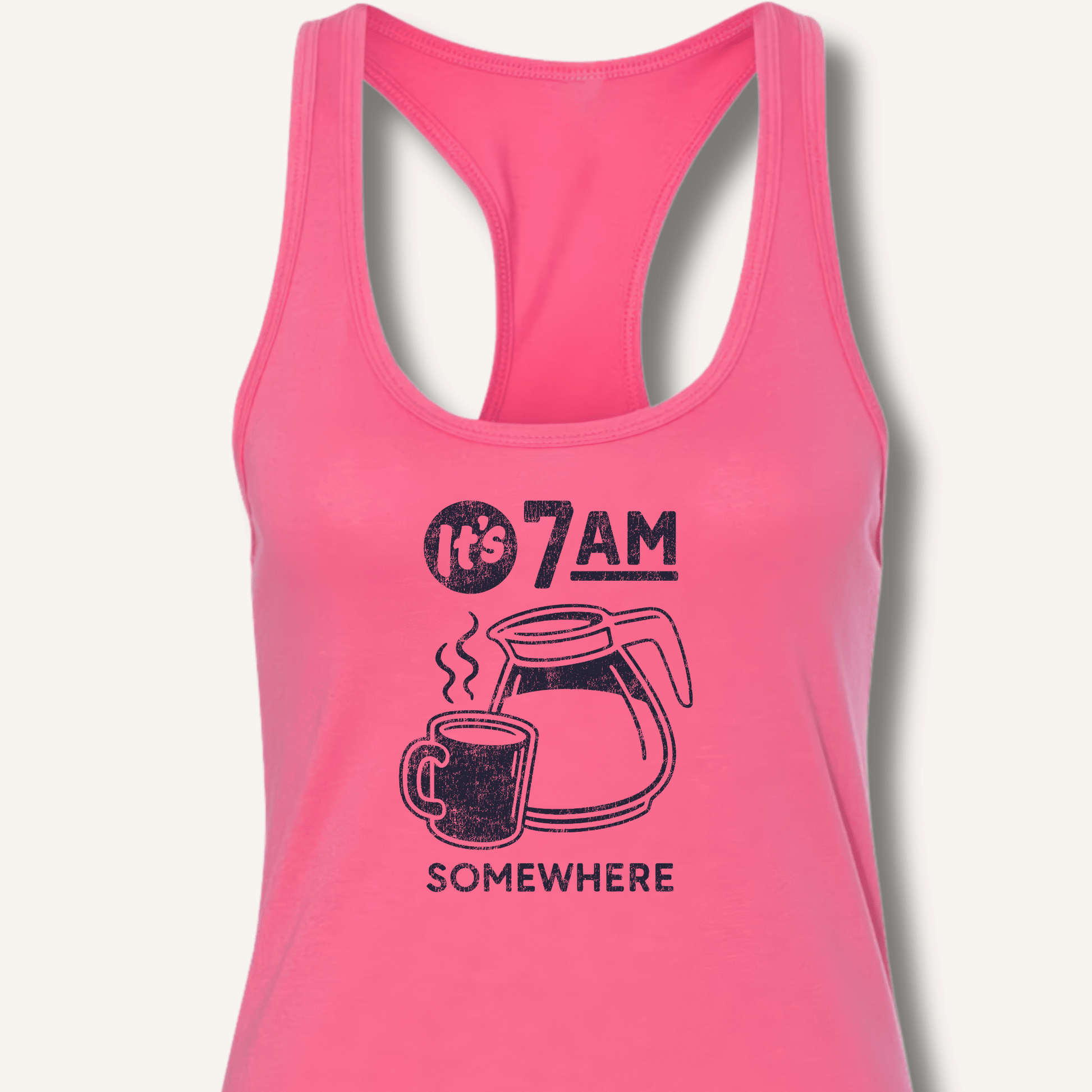 Tank Top XS / Solid Hot Pink It's 7AM Somewhere Racerback Tank