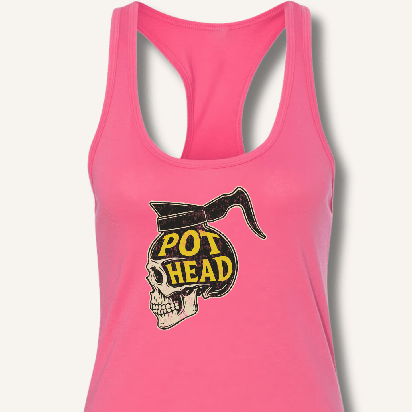 Tank Top XS / Solid Hot Pink Pot Head Racerback Tank